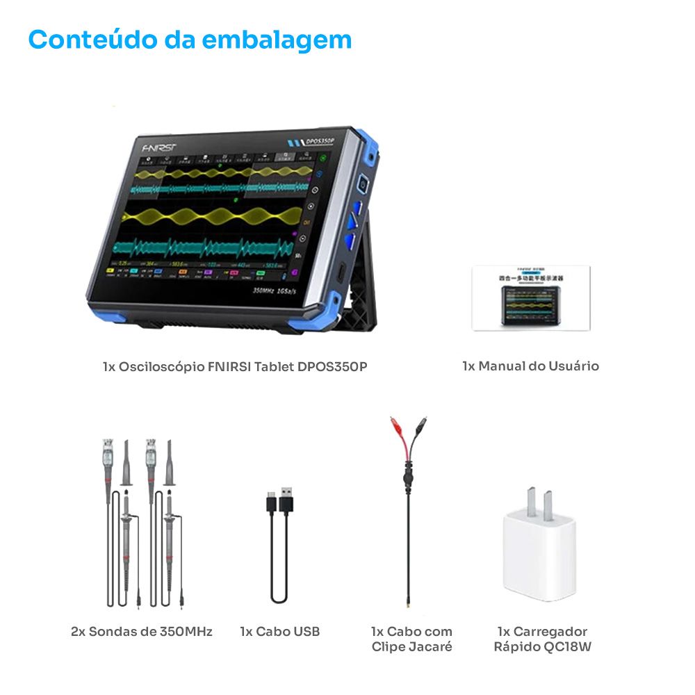 Osciloscópio Digital Tablet 4 em 1 FNIRSI DPOS350P