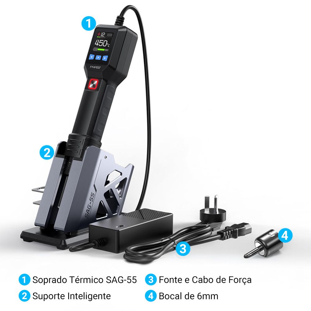 Soprador Pistola de Ar Quente de Alta Temperatura 550W FNIRSI SAG-55 Pro
