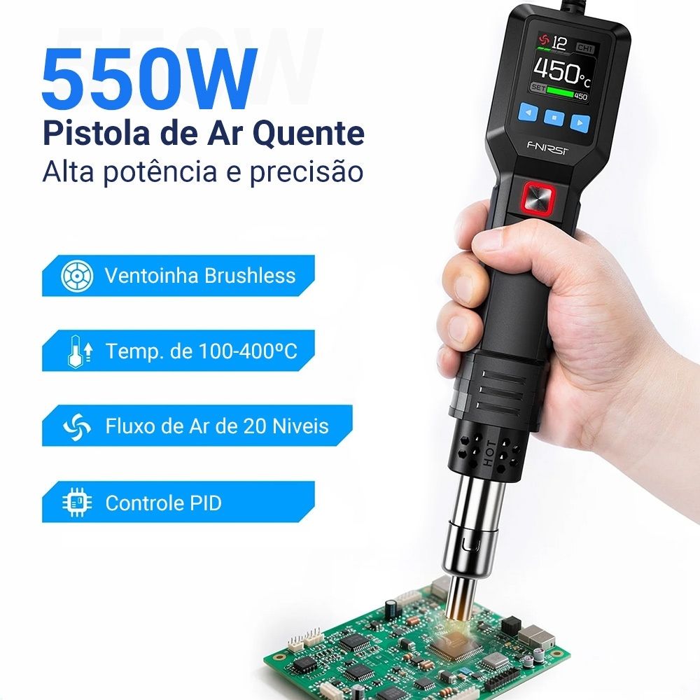 Soprador Pistola de Ar Quente de Alta Temperatura 550W FNIRSI SAG-55 Pro