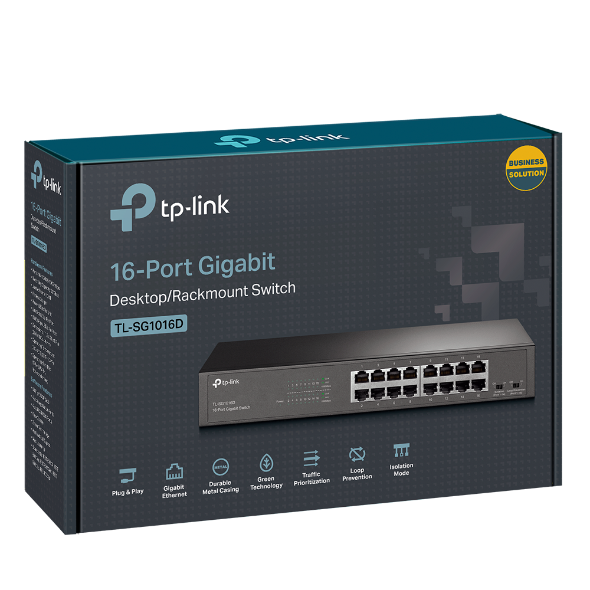 Switch Gigabit TP-Link TL-SG1016D 16 Portas 10/100/1000 Mbps Rack/Desk