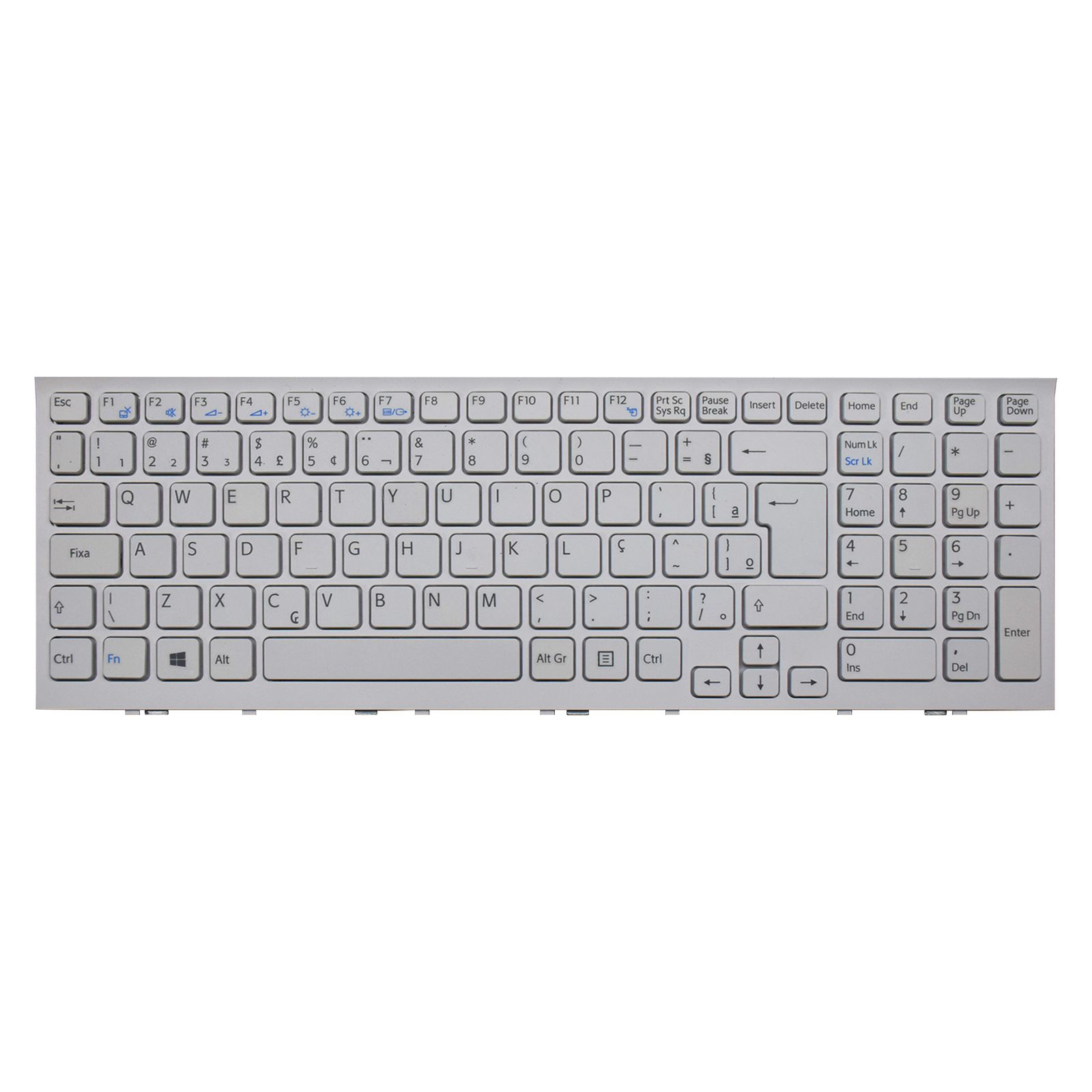 Teclado para Notebook Dell com padrão ABNT2 Branco possui teclas confortáveis com Ç e 12 meses de garantia
