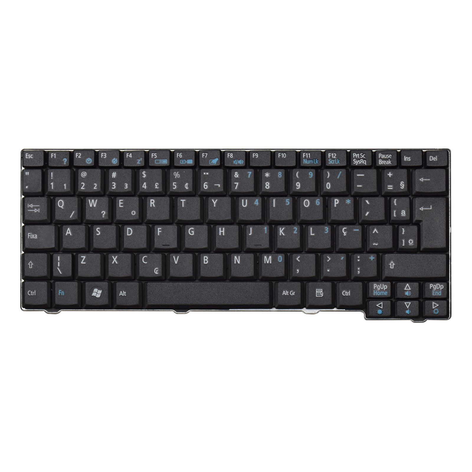 Teclado para Notebook Acer Aspire One com padrão ABNT2 - UK Style Preto possui teclas confortáveis com Ç e 12 meses de garantia