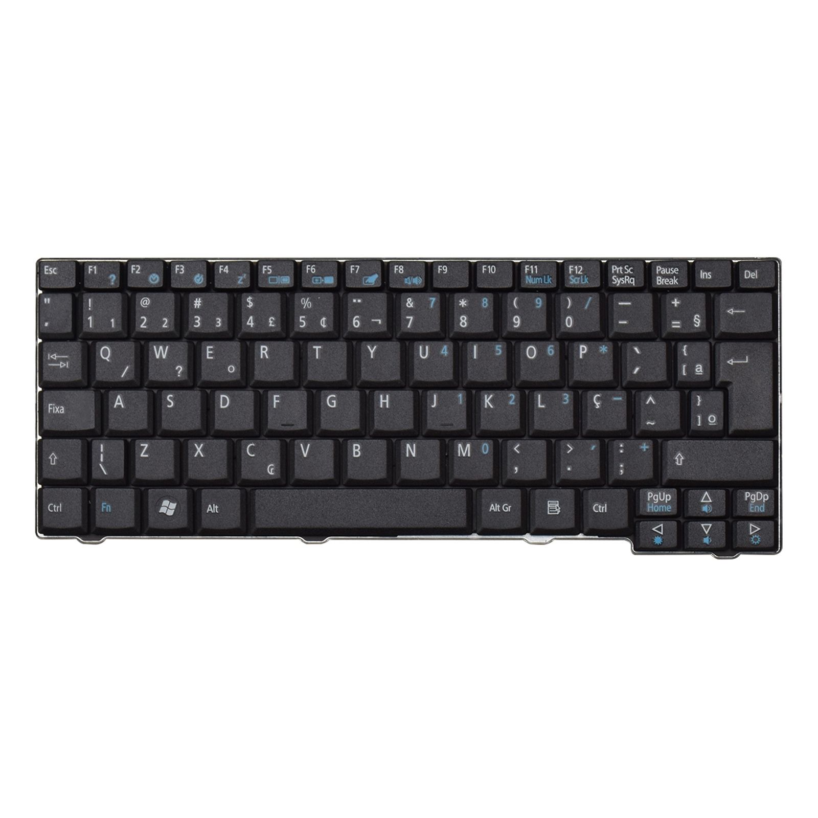 Teclado para Notebook Acer Part Number MP-08B4610, ABNT2 - UK Style Preto, possui teclas confortáveis e 12 meses de garantia.