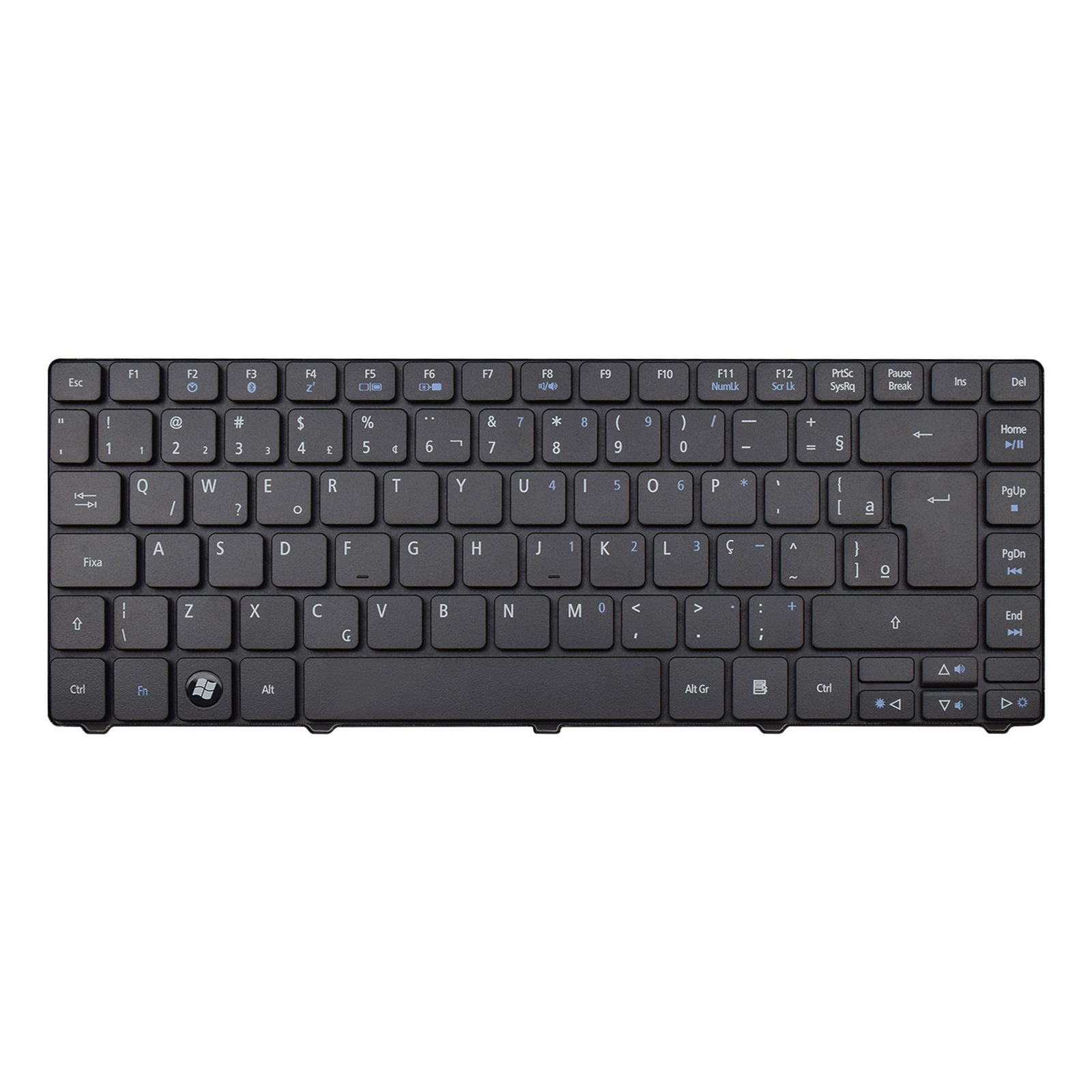 Teclado para Notebook Acer Aspire com padrão ABNT2 - F3 Bluetooth Preto possui teclas confortáveis com Ç e 12 meses de garantia