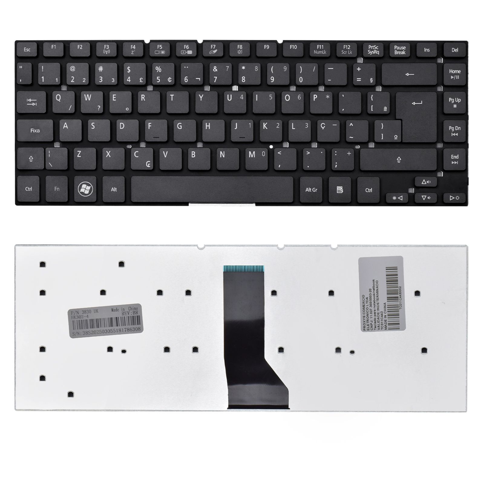 Teclado para Notebook Acer Aspire E1-410, ABNT2 Preto, possui teclas confortáveis e 12 meses de garantia.