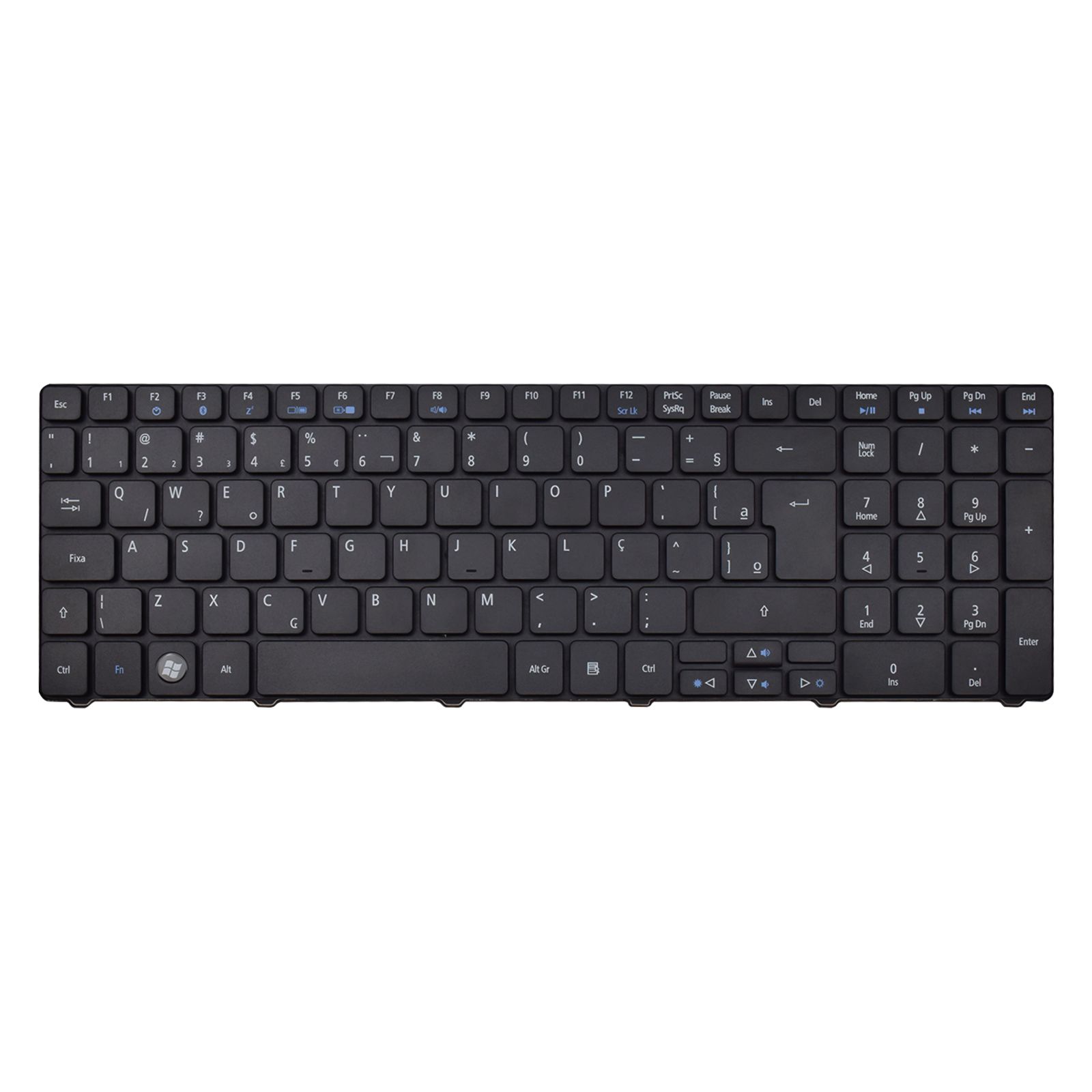 Teclado para Notebook Acer Aspire com padrão ABNT2 - F3 Bluetooth Preto possui teclas confortáveis com Ç e 12 meses de garantia