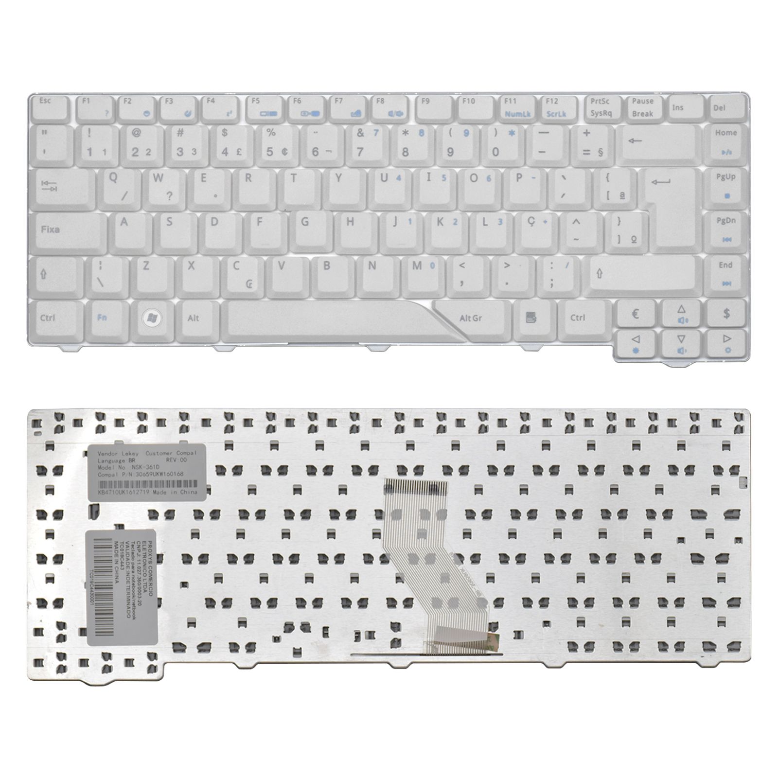 Teclado para Notebook Acer Aspire 4720 Branco ABNT2