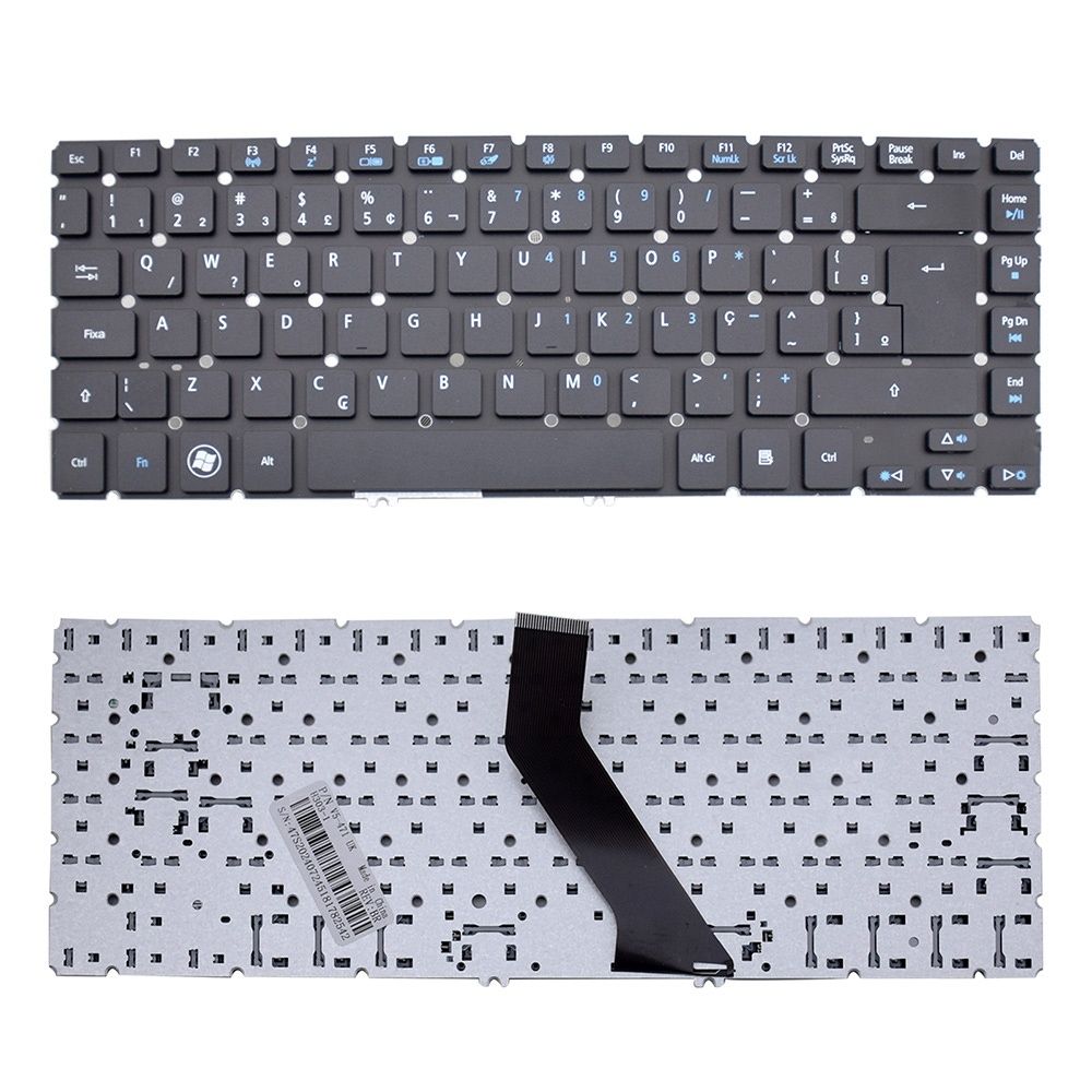 Teclado para Notebook Acer Aspire V5-471-6677, ABNT2 Preto, possui teclas confortáveis e 12 meses de garantia.