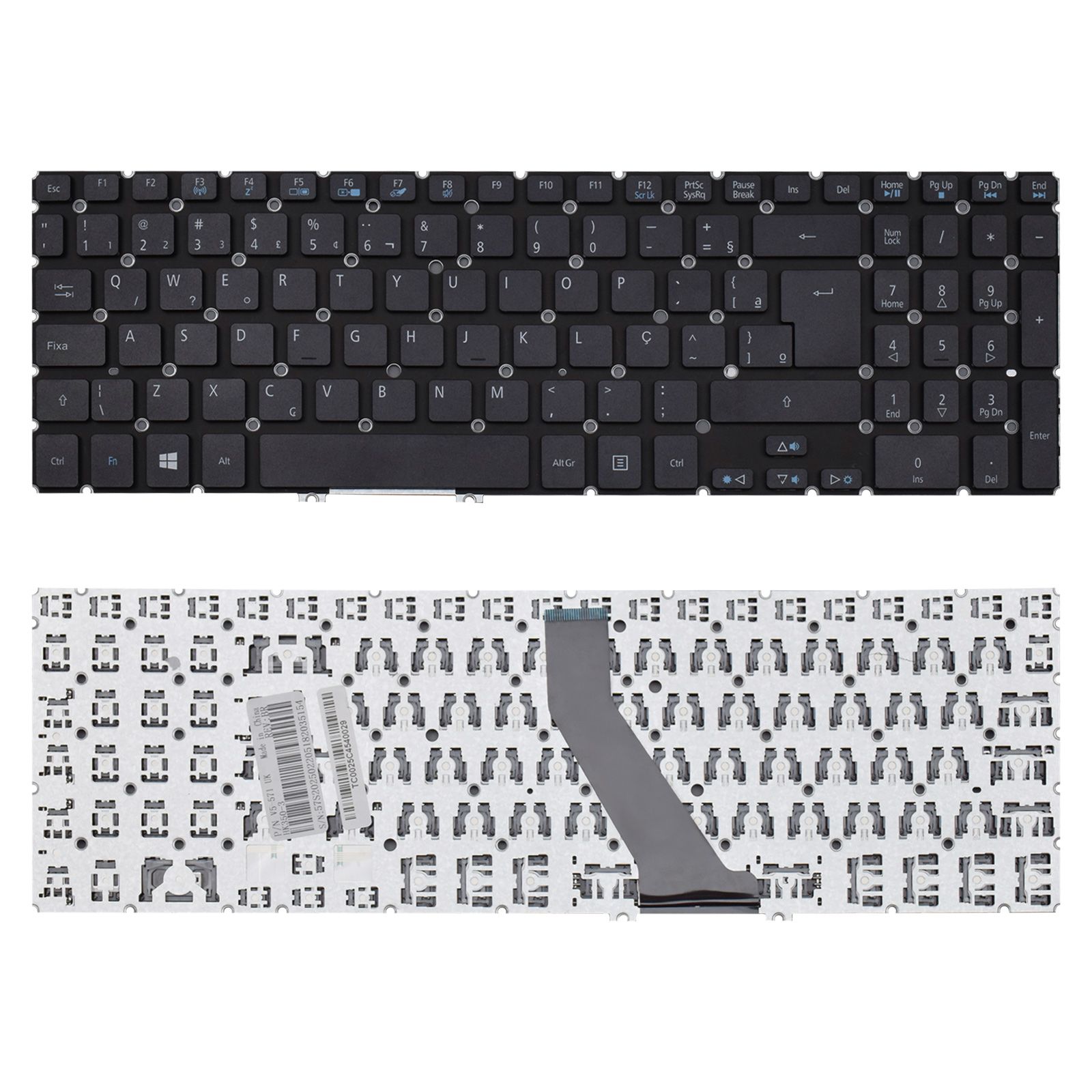 Teclado para Notebook Acer Aspire V5-571-V5-571P V5-571PG, ABNT2 Preto, possui teclas confortáveis e 12 meses de garantia.