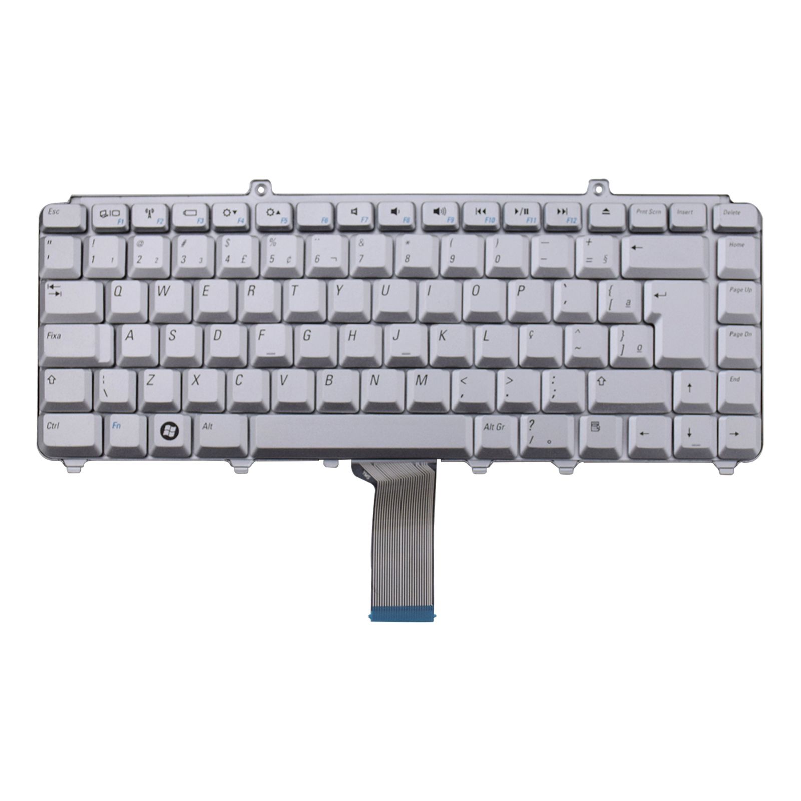 Teclado para Notebook Dell Xps com padrão ABNT2 Prata possui teclas confortáveis com Ç e 12 meses de garantia