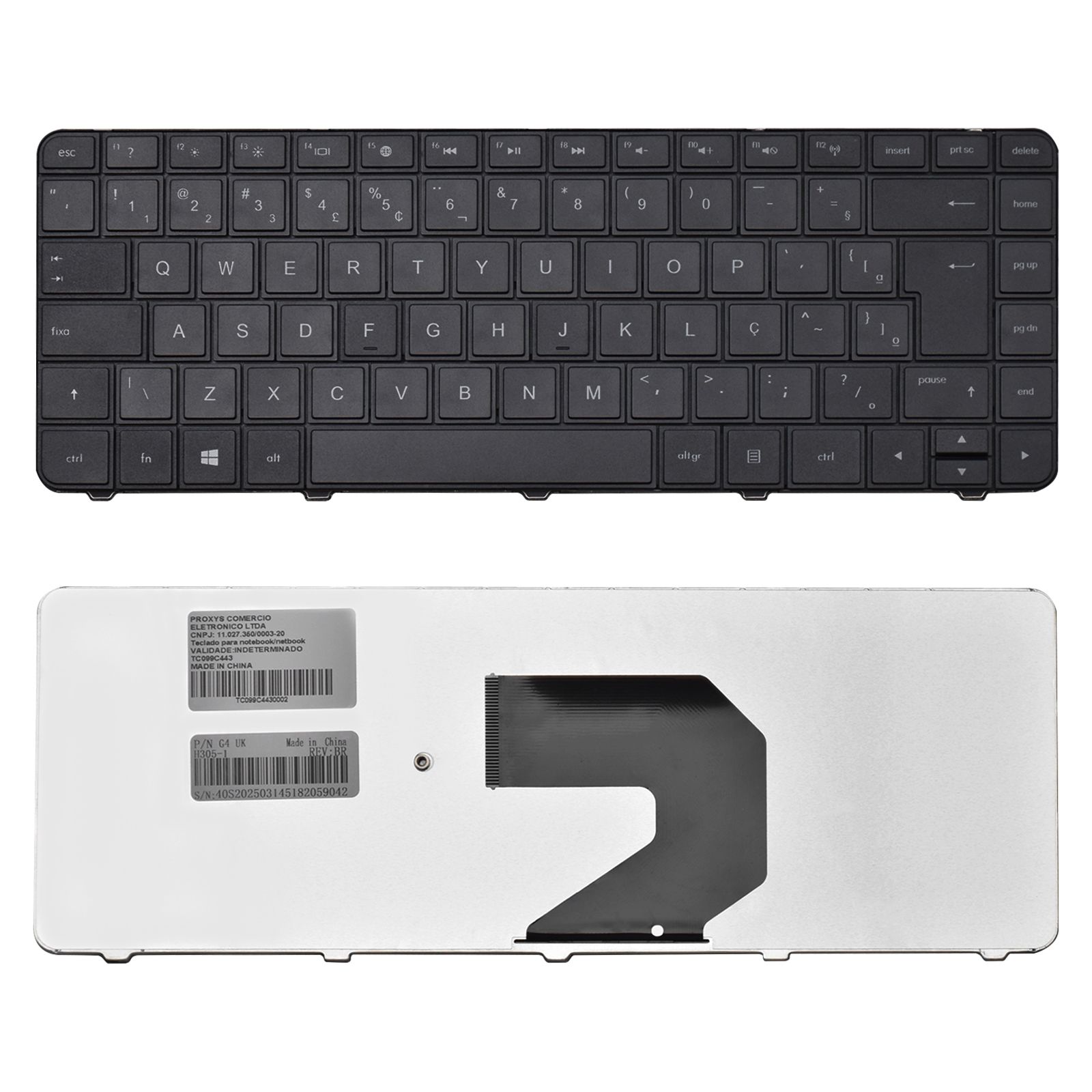 Teclado para Notebook HP Compaq Presario CQ43-325BR, ABNT2 Preto, possui teclas confortáveis e 12 meses de garantia.