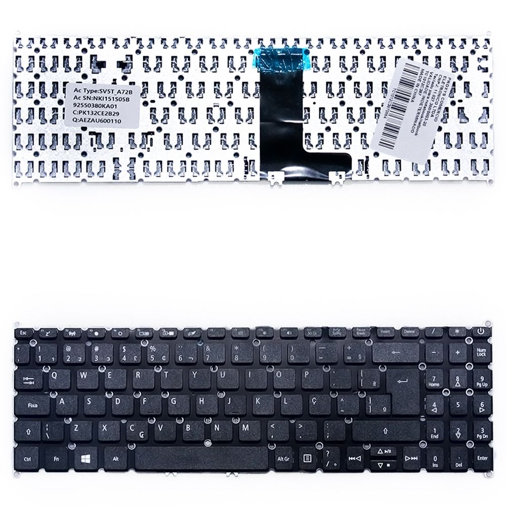 Teclado para Notebook Acer Aspire 3 A315-23G-R759, ABNT2 Preto, possui teclas confortáveis e 12 meses de garantia.