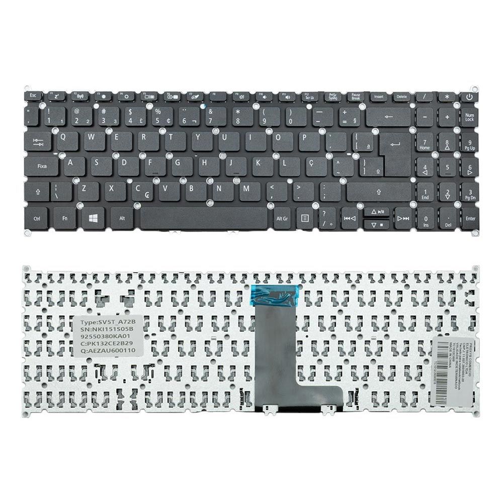 Teclado para Notebook Acer Aspire A315-23G ABNT2 Preto