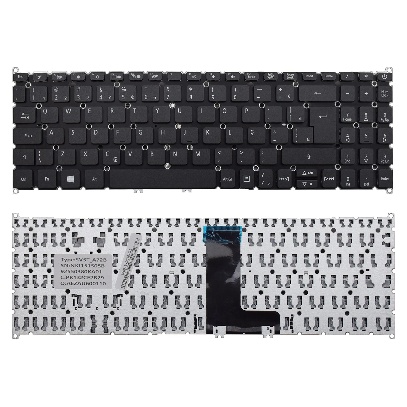 Teclado para Notebook Acer Aspire A515-52G-50NT ABNT2 Preto
