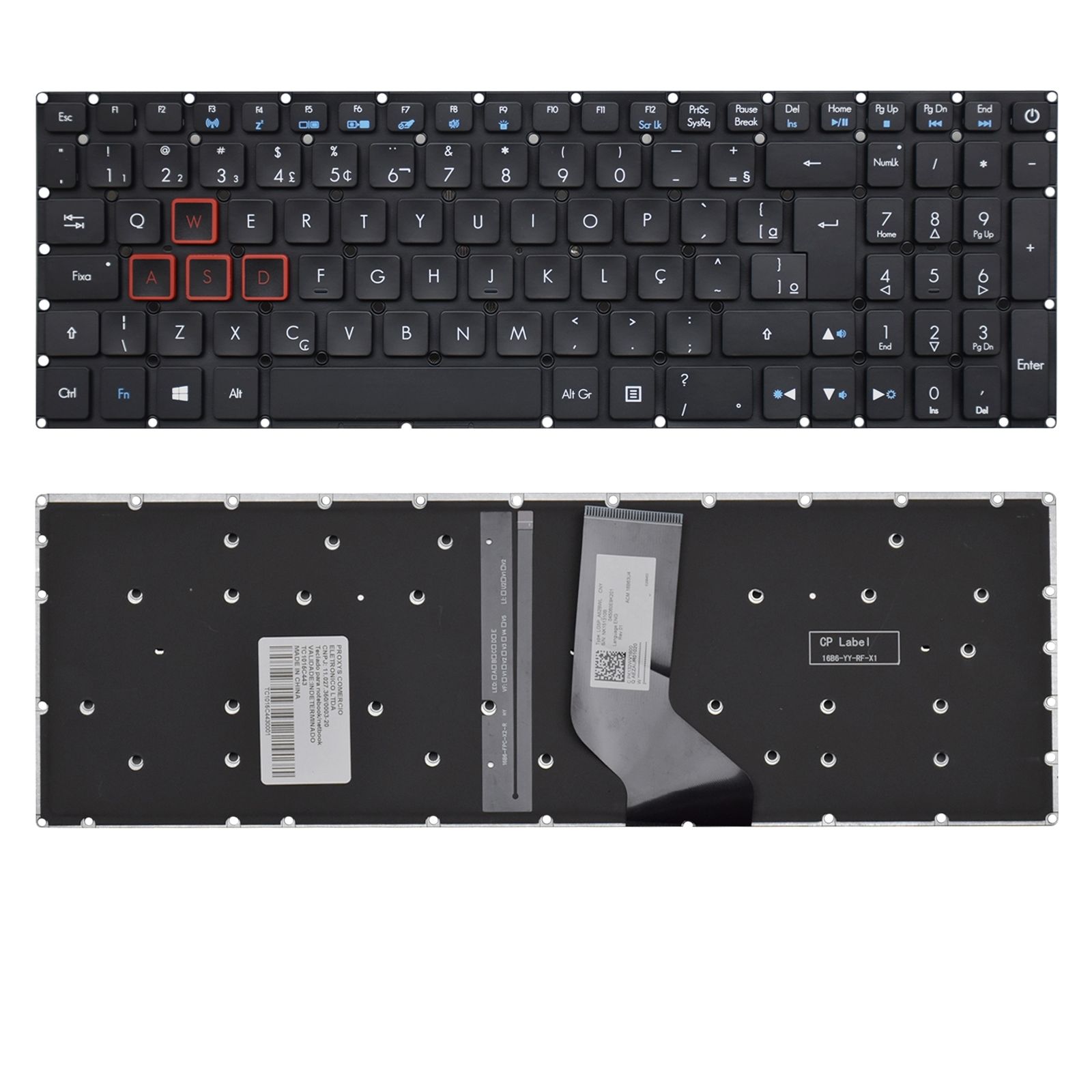 Teclado para Notebook Acer Part Number PK131TY1B28, ABNT2 Preto, possui teclas confortáveis e 12 meses de garantia.