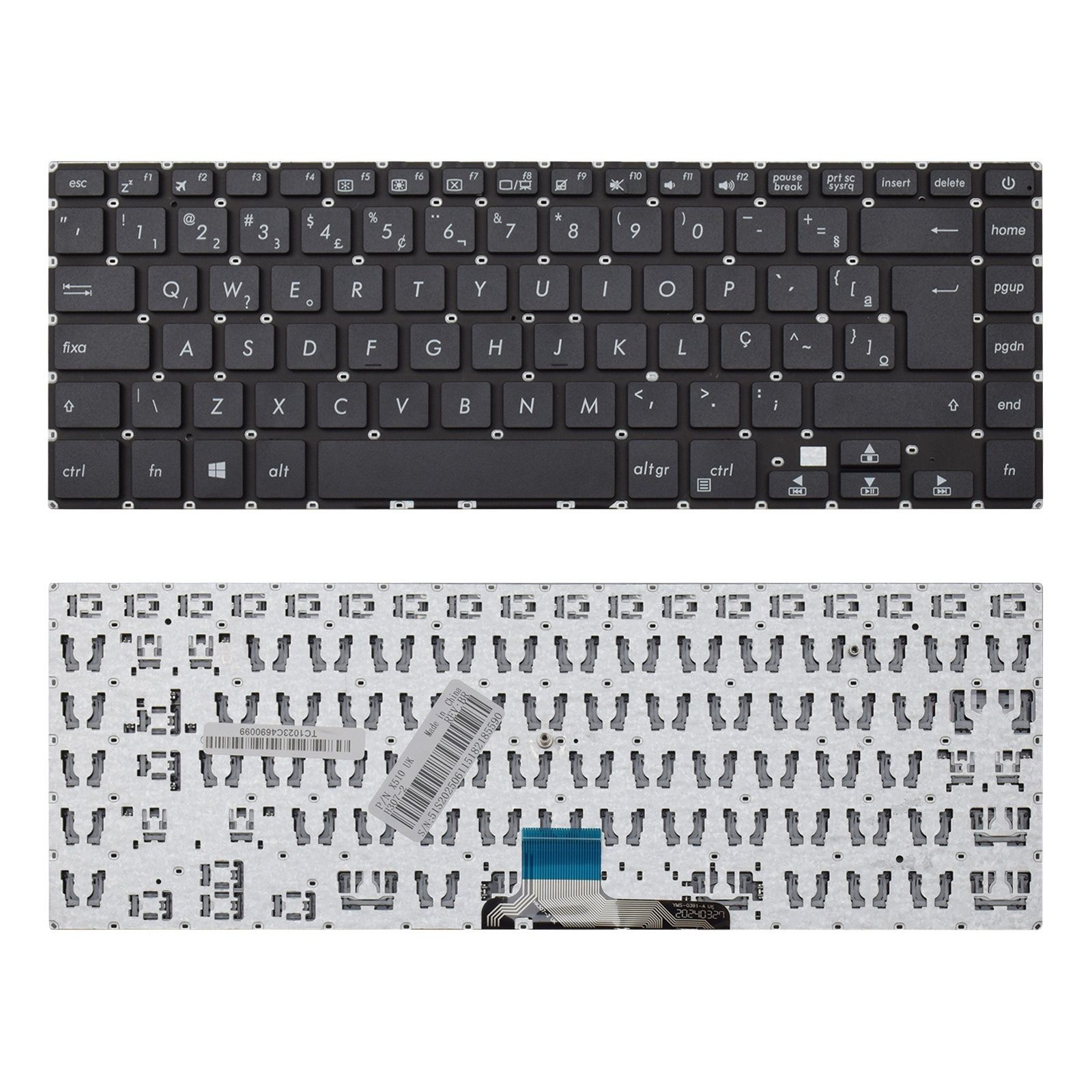 Teclado para Notebook Asus VivoBook K510, ABNT2 Preto, possui teclas confortáveis e 12 meses de garantia.
