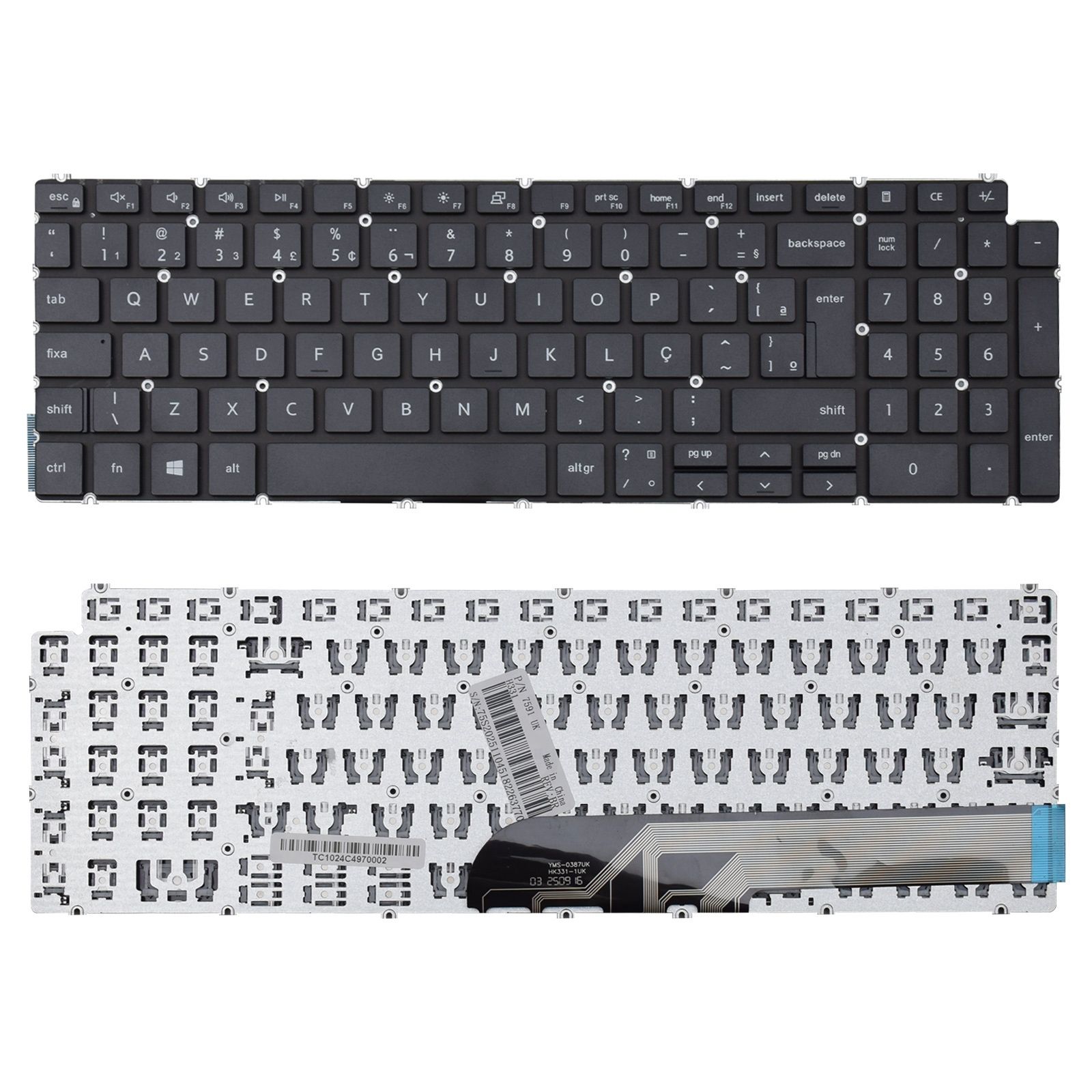Teclado para Notebook Dell Vostro com padrão ABNT2 Preto possui teclas confortáveis com Ç e 12 meses de garantia