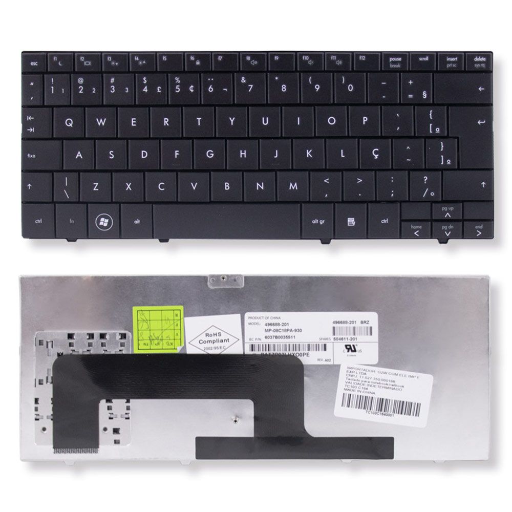 Teclado para Notebook Hp Mini 1110LA ABNT2 Preto possui teclas confortáveis e 12 meses de garantia