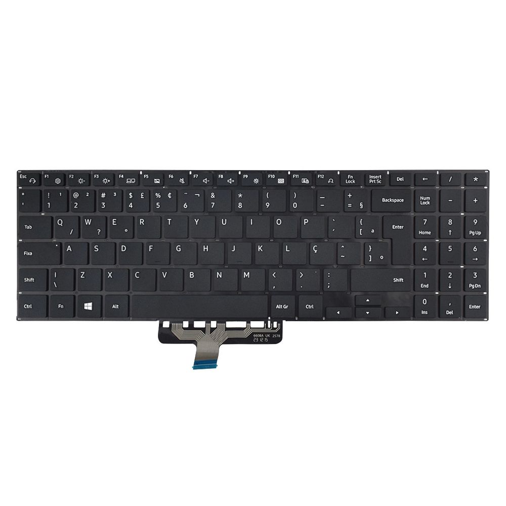Teclado para Notebook Samsung Part Number BA68-13086A, ABNT2 Preto, possui teclas confortáveis e 12 meses de garantia.