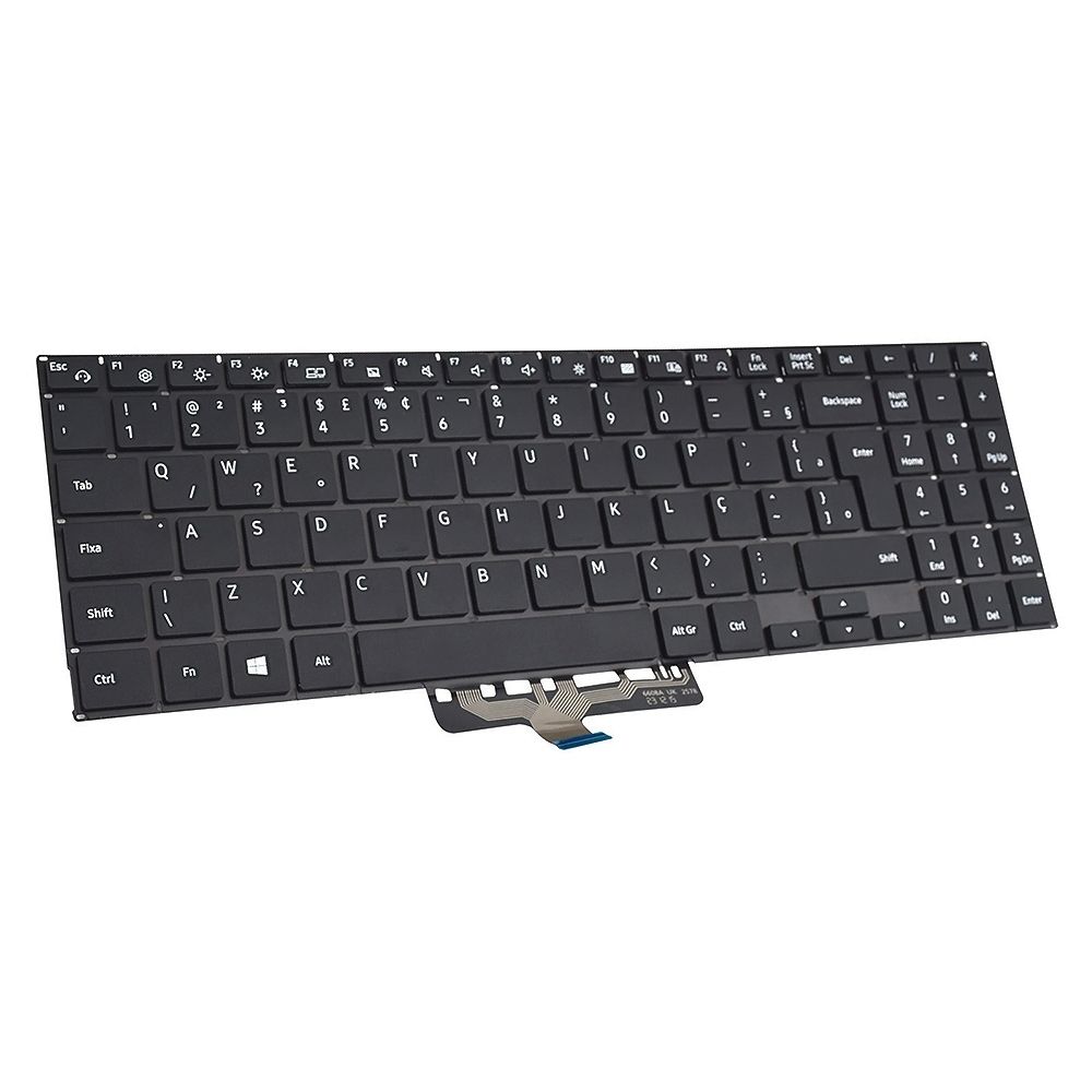 Teclado para Notebook Samsung NP550XDA-KH4BR, ABNT2 Preto, possui teclas confortáveis e 12 meses de garantia.