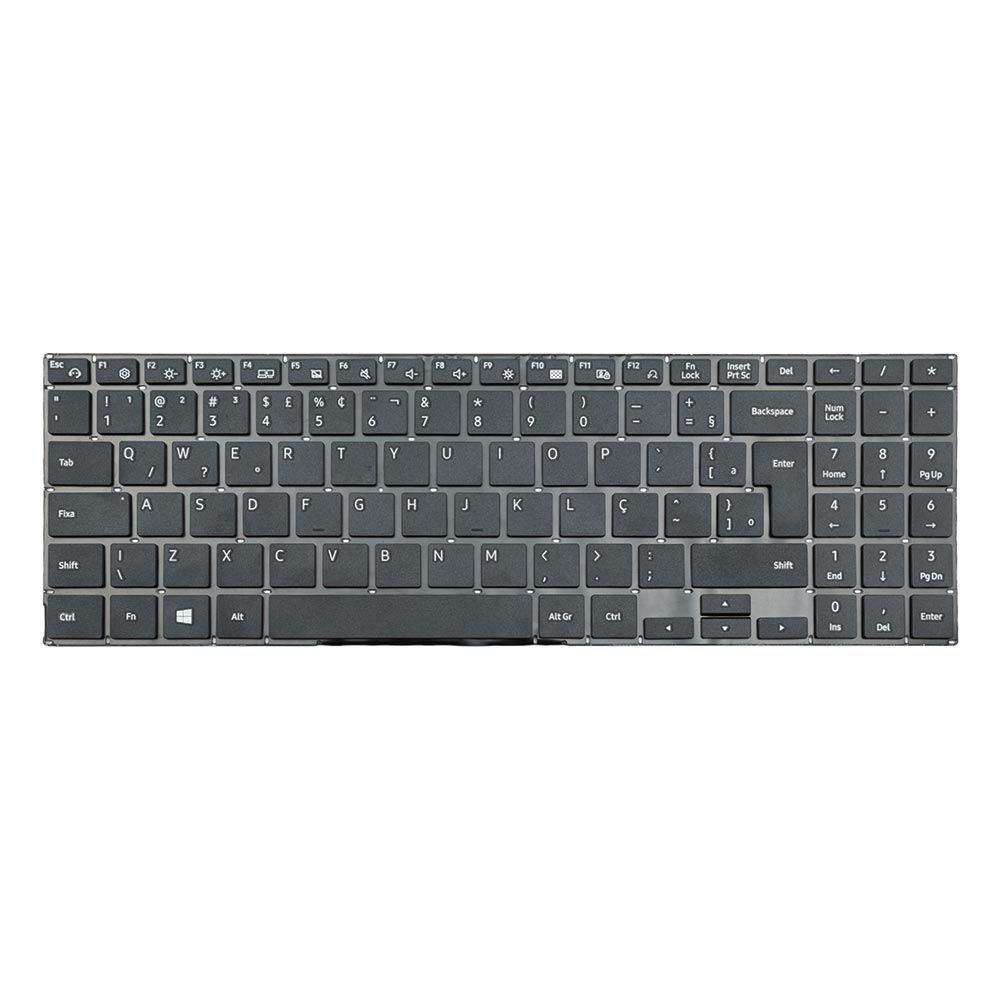 Teclado para Notebook Samsung com padrão ABNT2 Preto possui teclas confortáveis com Ç e 12 meses de garantia