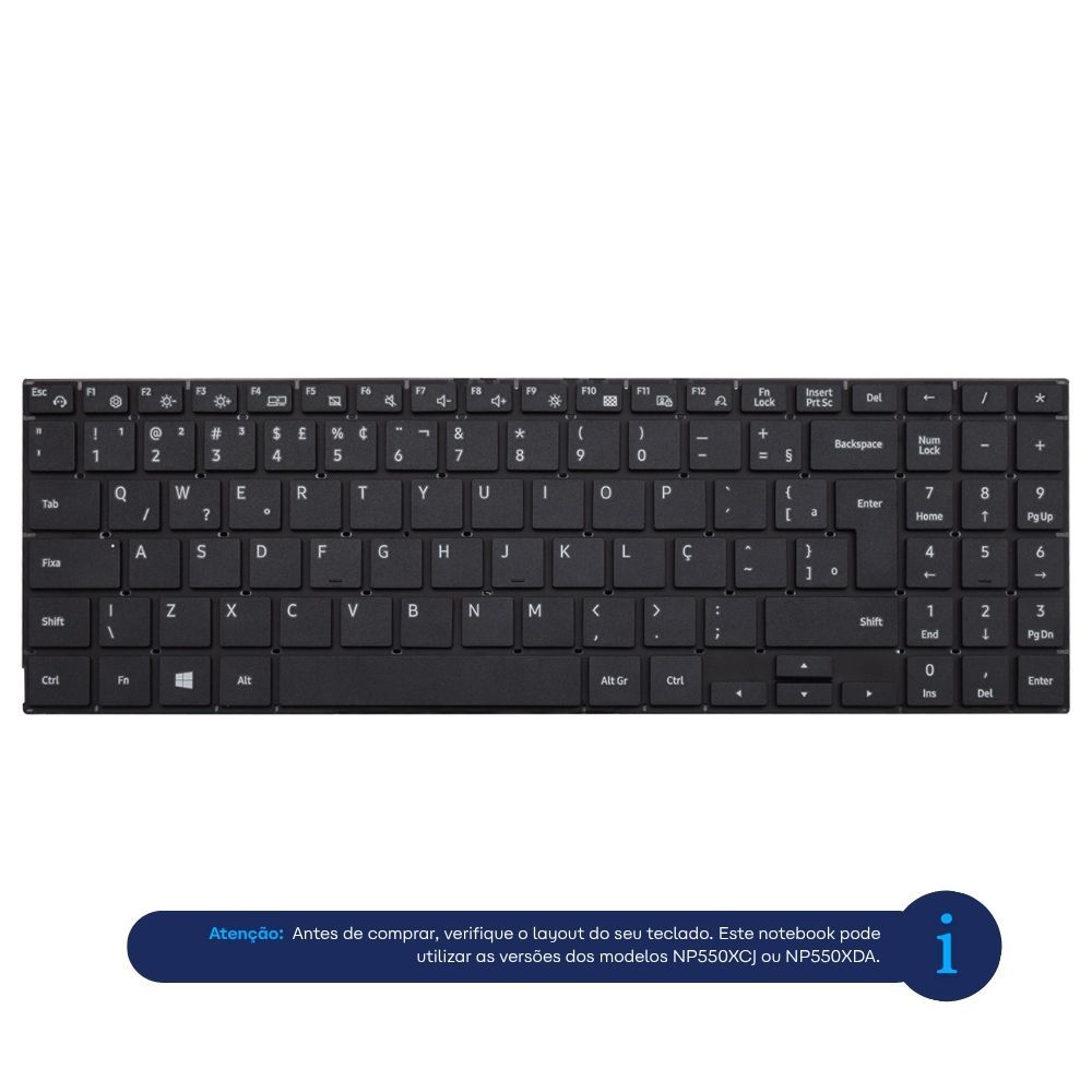 Teclado para Notebook Samsung NP550XDZ ABNT2 Preto