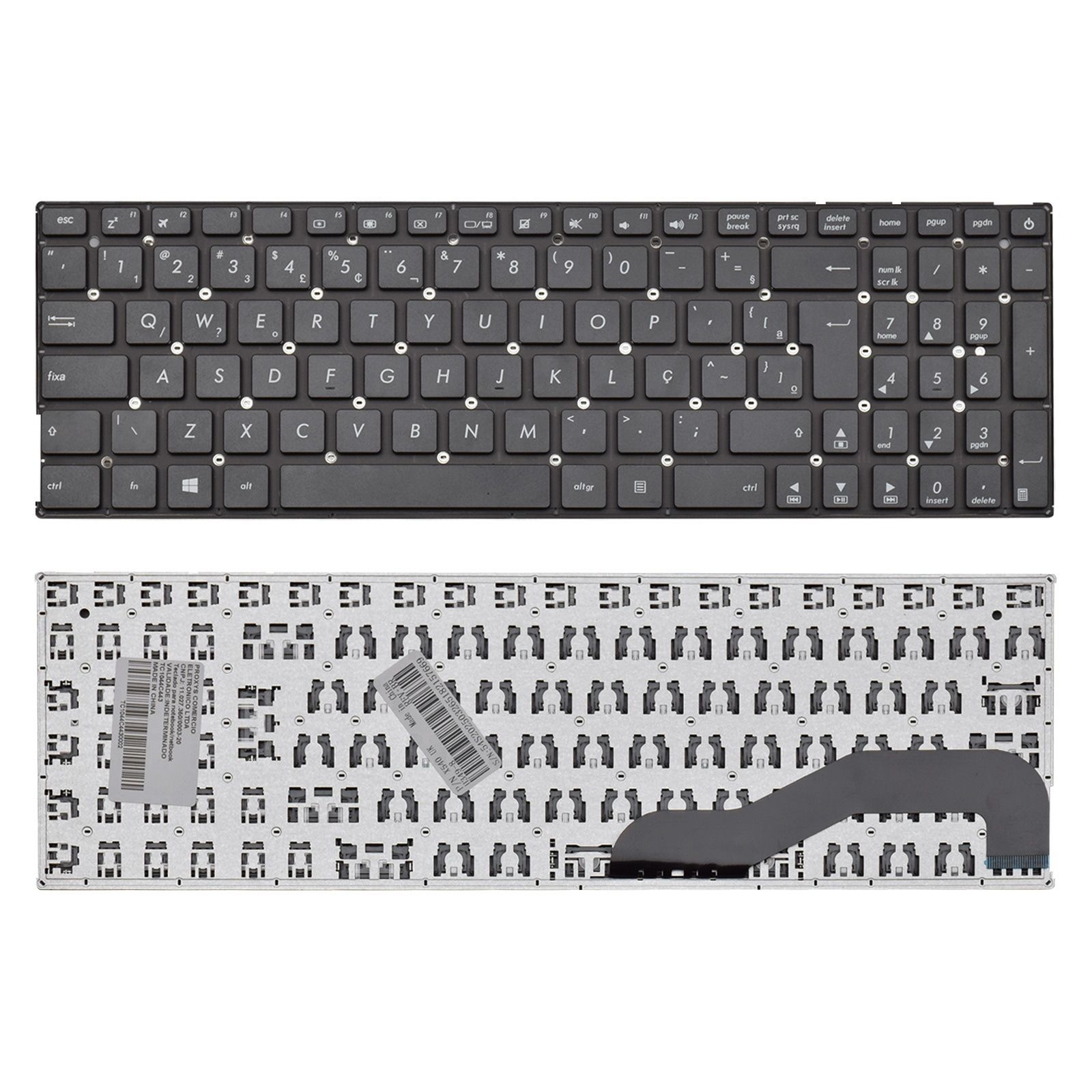 Teclado para Notebook Asus Vivobook X543, ABNT2 Preto, possui teclas confortáveis e 12 meses de garantia.