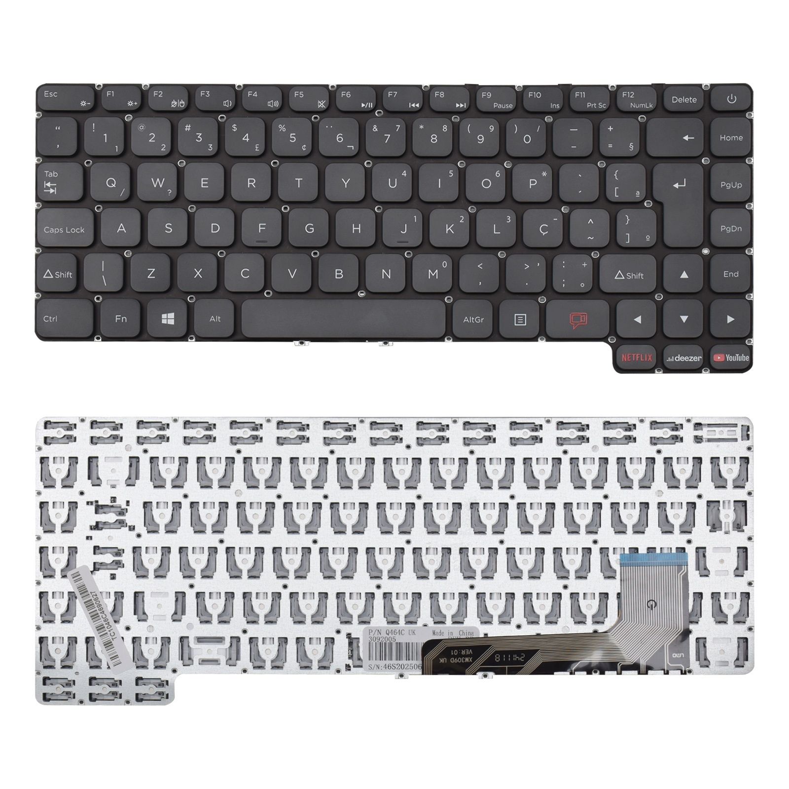 Teclado para Notebook Positivo Motion C41TEI, ABNT2 Cinza, possui teclas confortáveis e 12 meses de garantia.