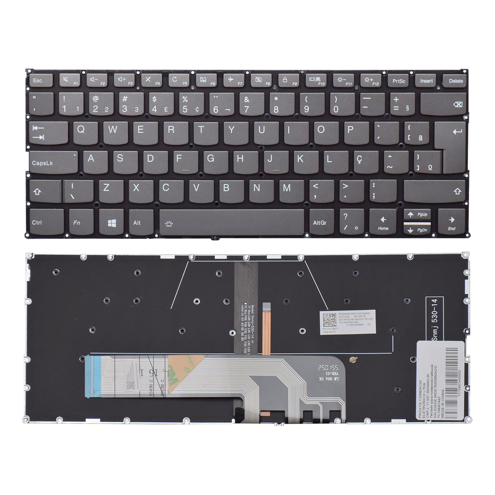 Teclado para Notebook Lenovo Ideapad C340-14API, ABNT2 Preto, possui teclas confortáveis e 12 meses de garantia.