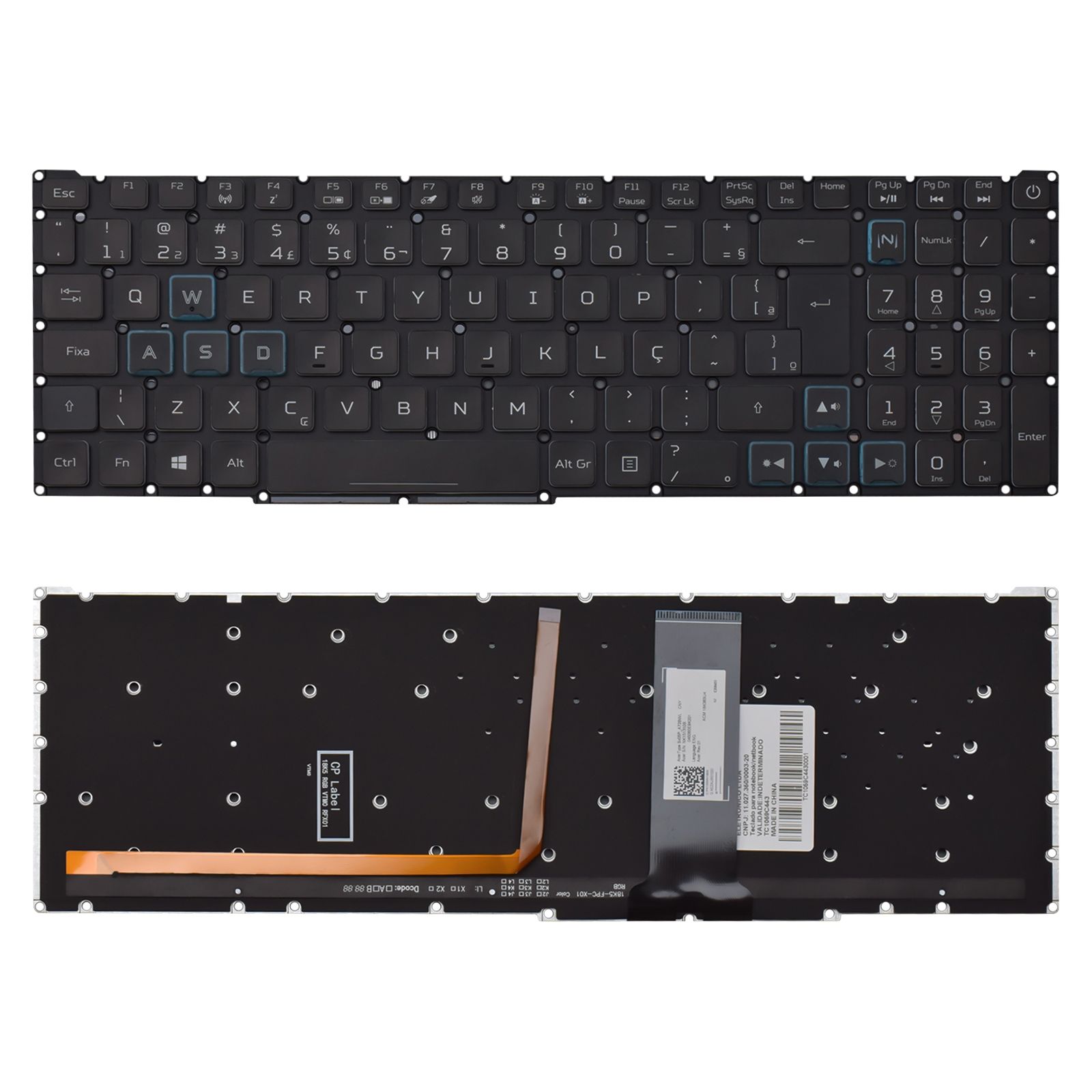 Teclado para Notebook Acer Nitro 5 com padrão ABNT2 Preto possui teclas confortáveis com Ç e 12 meses de garantia