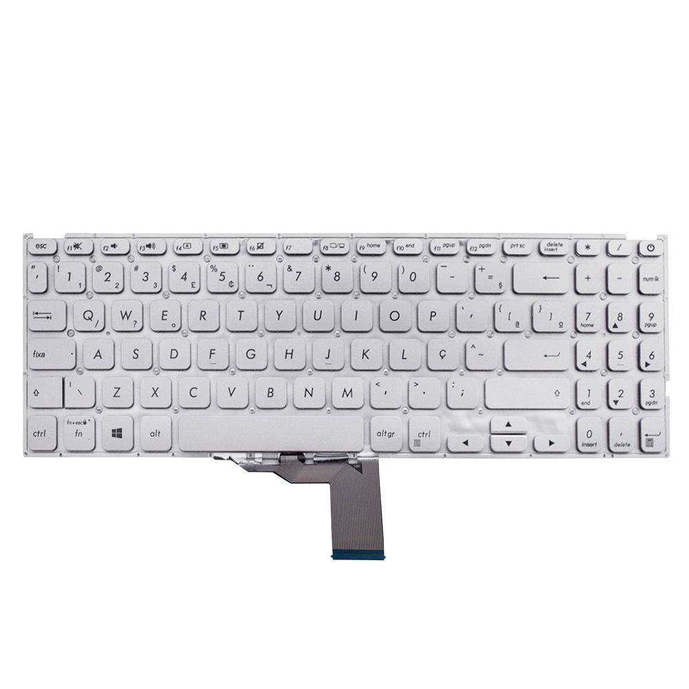 Teclado para Notebook Asus Vivobook X512UF, ABNT2 Prata, possui teclas confortáveis e 12 meses de garantia.