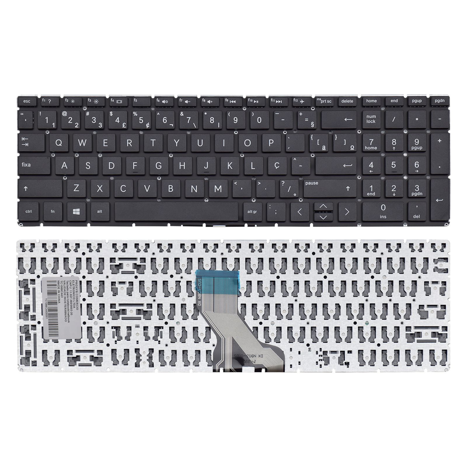 Teclado para Notebook Hp 250 G7 Sem Iluminação ABNT2 Preto