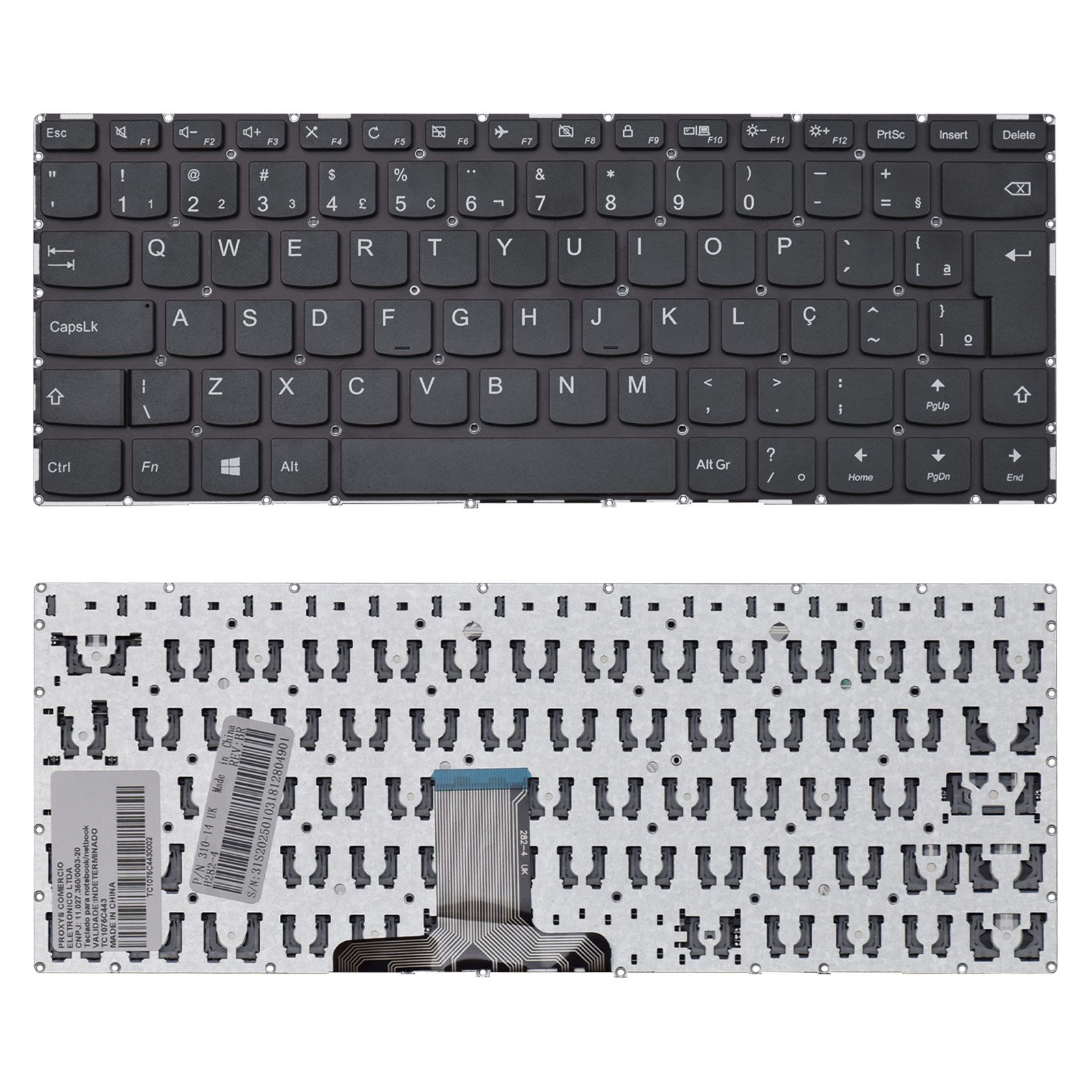 Teclado para Notebook Lenovo Yoga 710-15IKB Sem Iluminação ABNT2 Preto