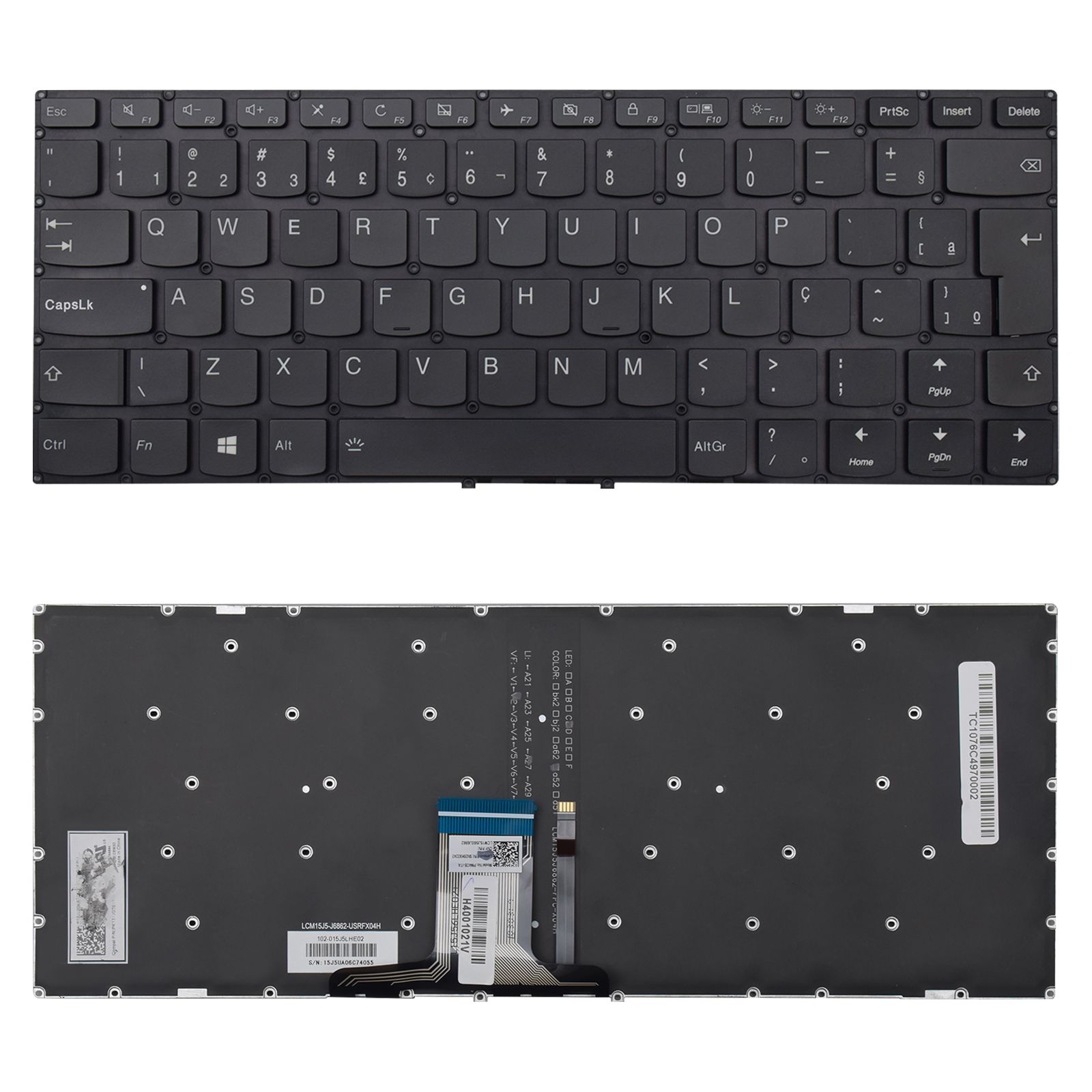 Teclado para Notebook Lenovo Yoga 510-14AST Com Iluminação ABNT2 Preto