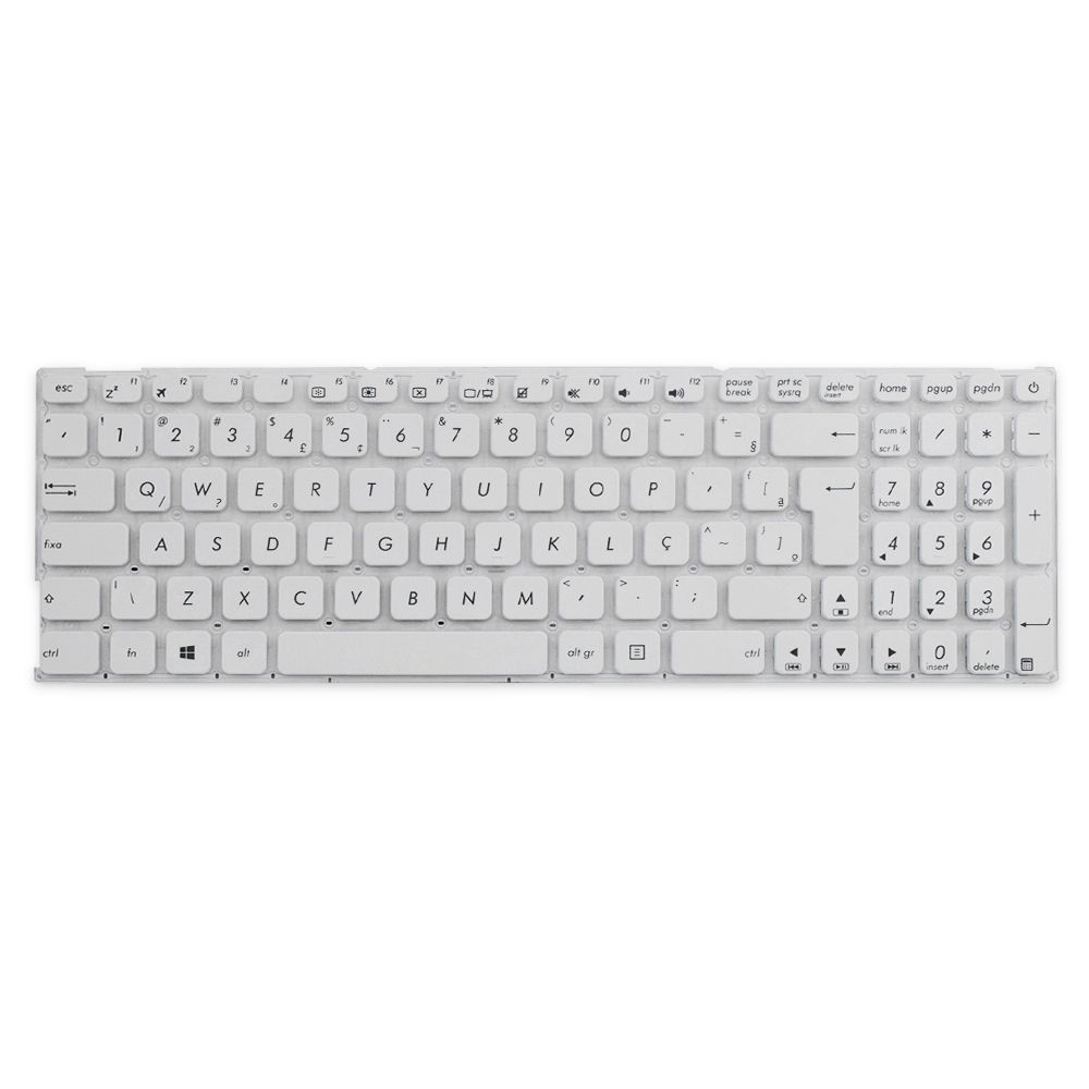 Teclado para Notebook Asus F Series F541UV, ABNT2 Branco, possui teclas confortáveis e 12 meses de garantia.