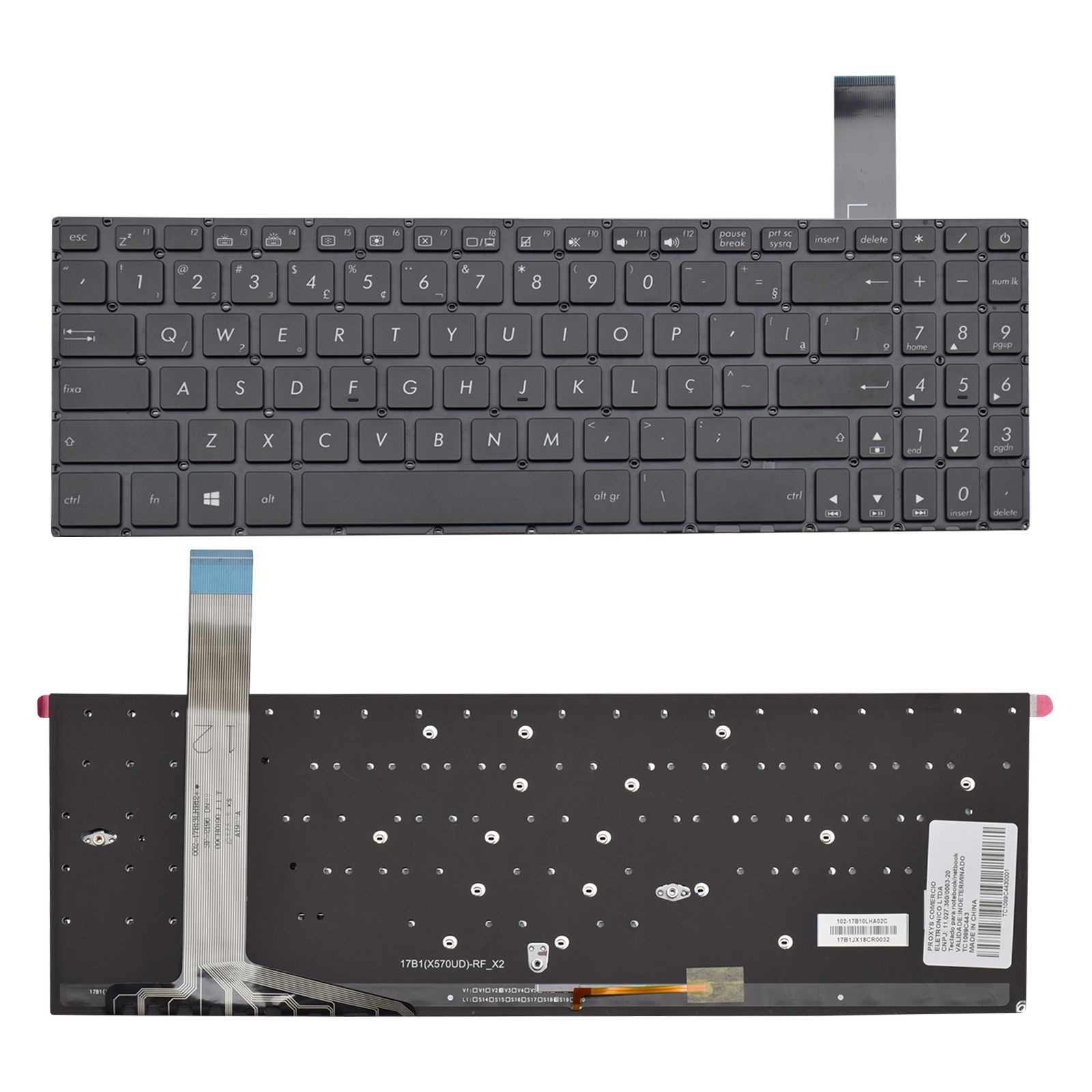 Teclado para Notebook Asus X Series X570DD, ABNT2 Preto, possui teclas confortáveis e 12 meses de garantia.