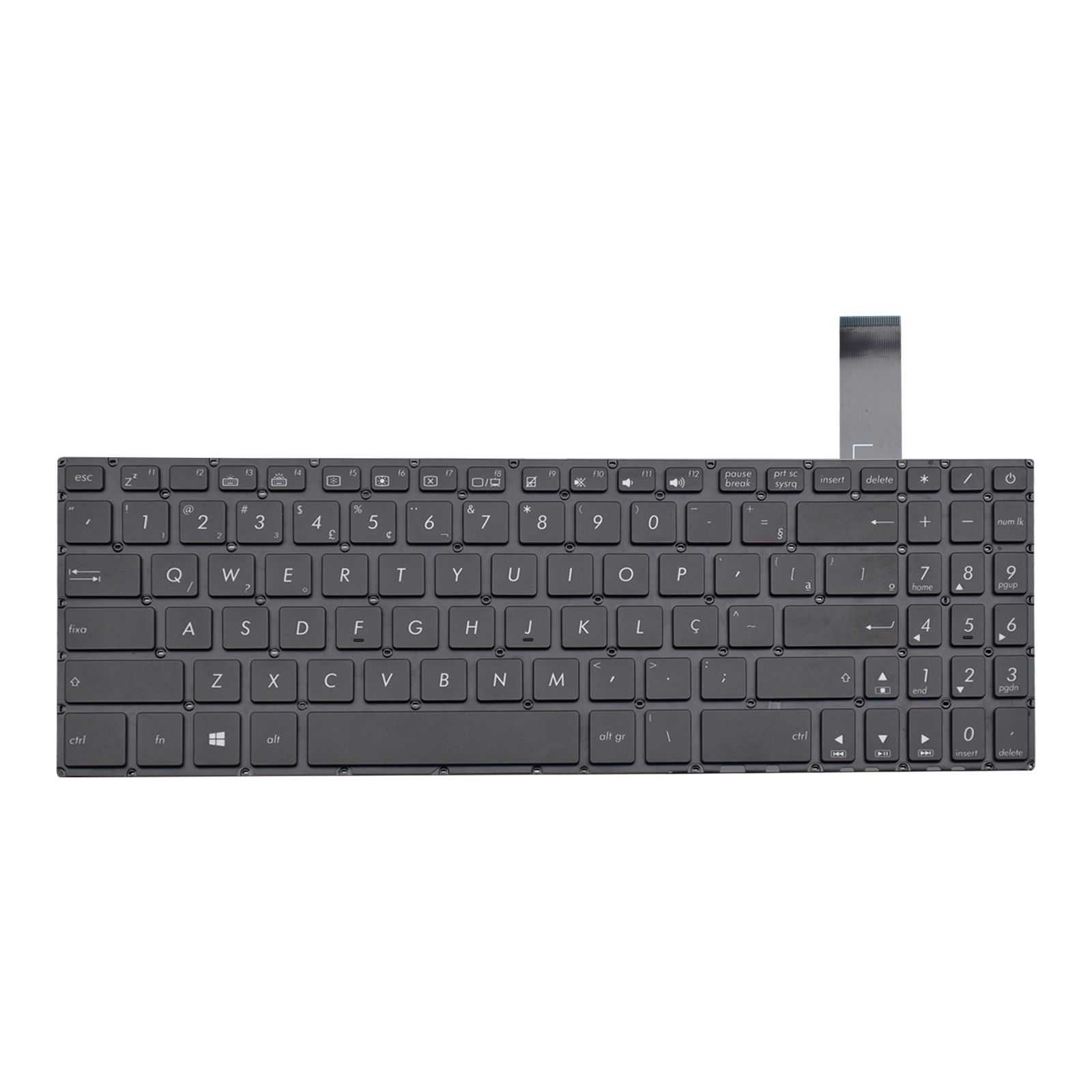 Teclado para Notebook Asus X Series X570ZD, ABNT2 Preto, possui teclas confortáveis e 12 meses de garantia.