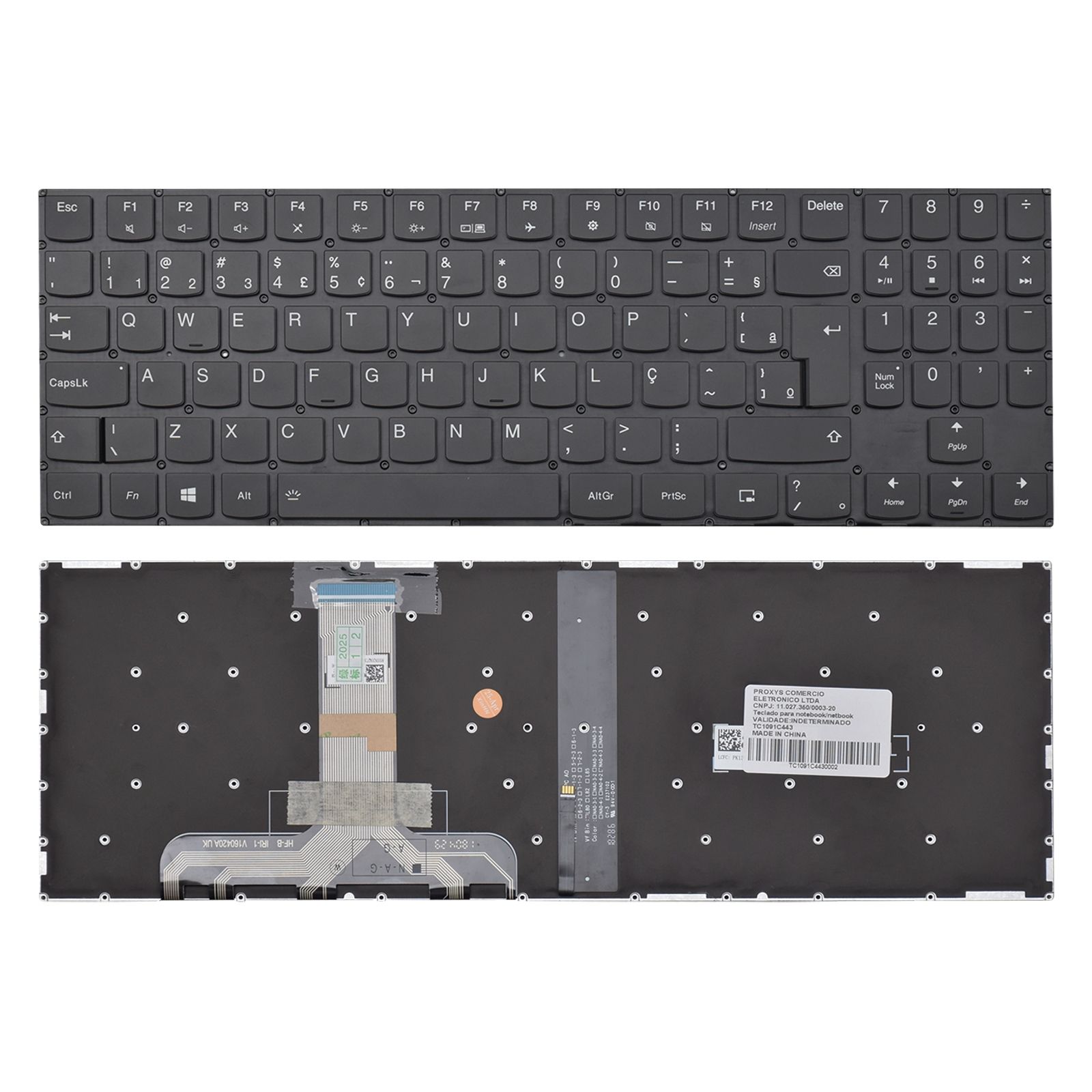 Teclado para Notebook Lenovo Legion Y540-15, ABNT2 Preto, possui teclas confortáveis e 12 meses de garantia.