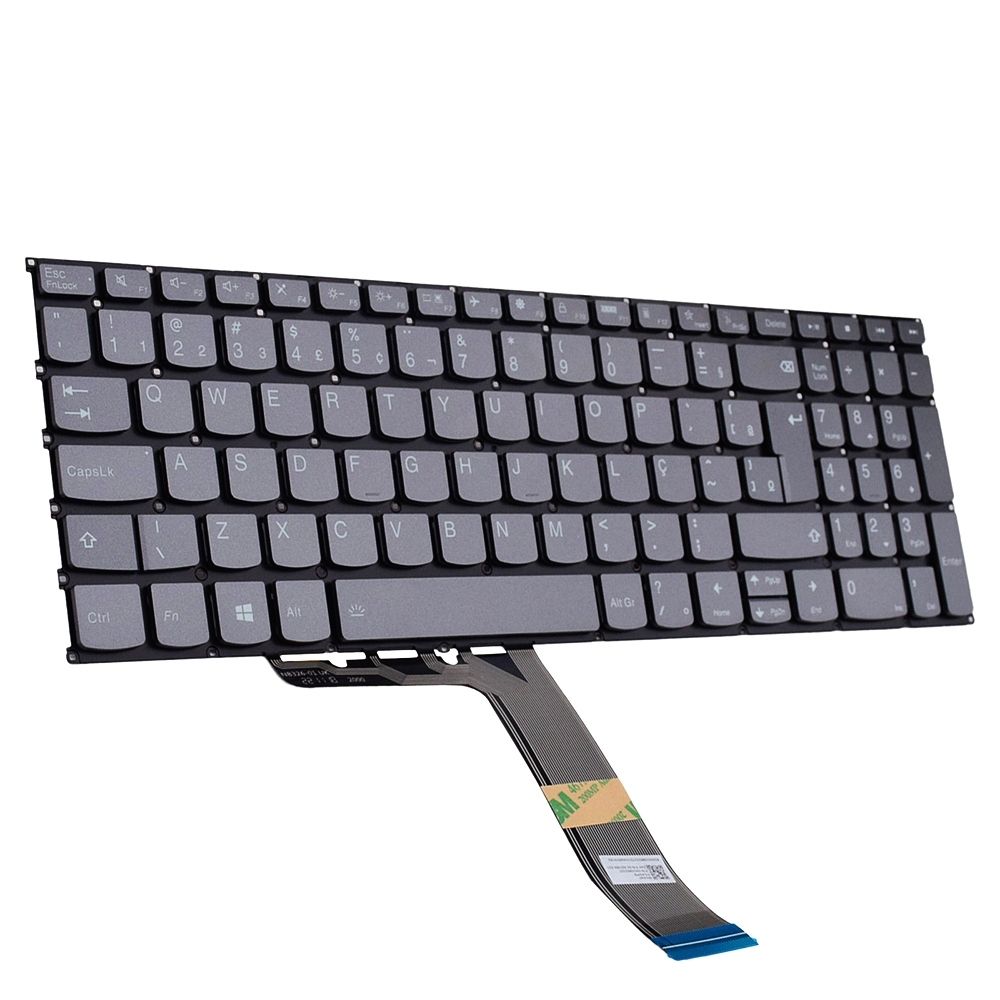 Teclado para Notebook Lenovo Ideapad 83AFS00500, ABNT2 Cinza, possui teclas confortáveis e 12 meses de garantia.