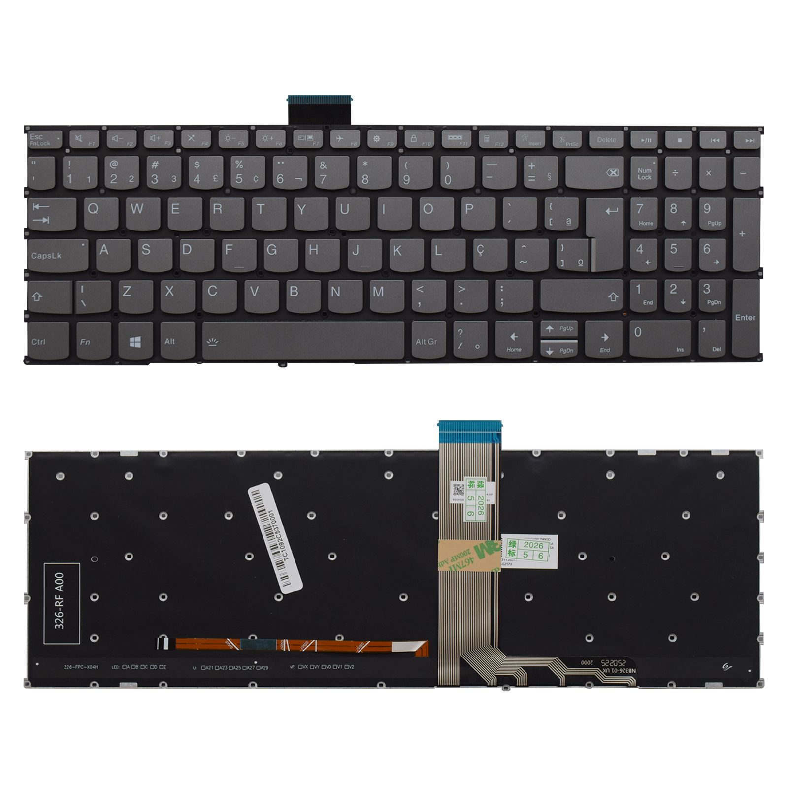 Teclado para Notebook Lenovo Ideapad 3-15ITL6 ABNT2 Cinza