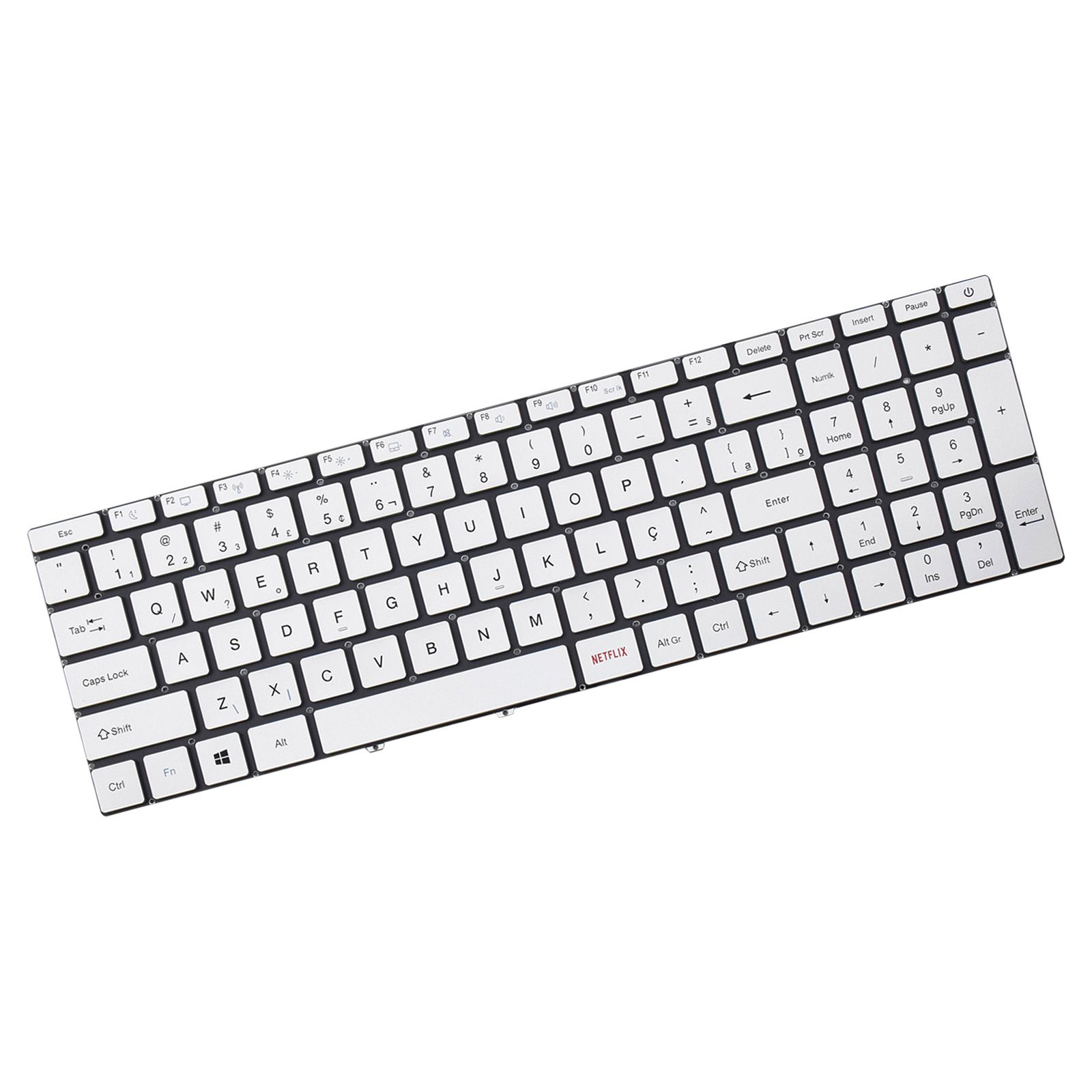 Teclado para Notebook Multilaser Ultra UB521, ABNT2 Prata, possui teclas confortáveis e 12 meses de garantia.