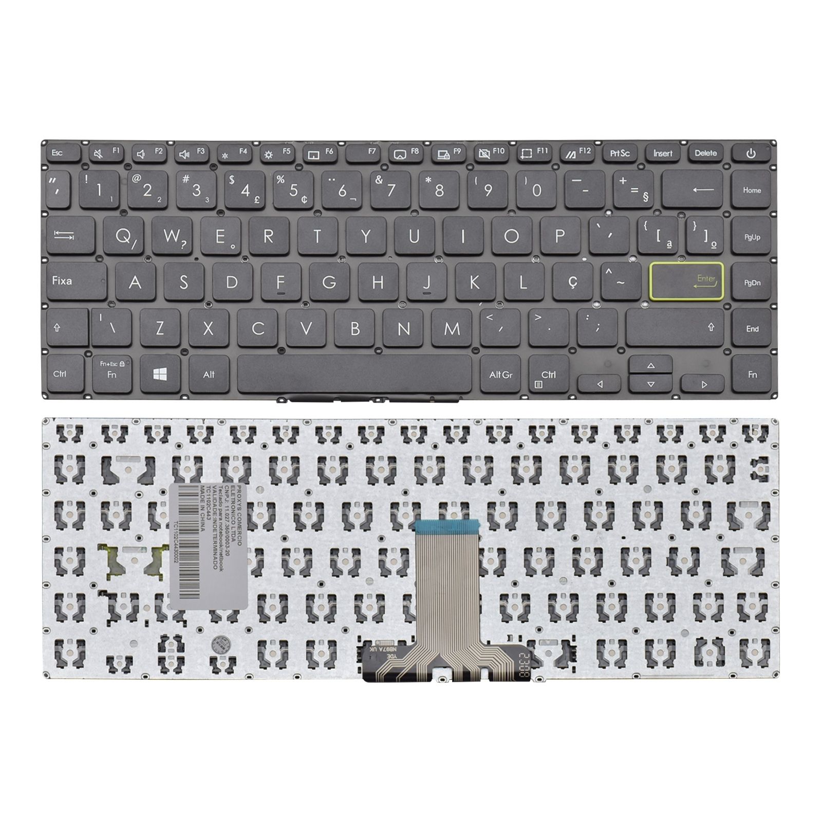 Teclado para Notebook Asus E410MA-BV1871, ABNT2 Preto, possui teclas confortáveis e 12 meses de garantia.