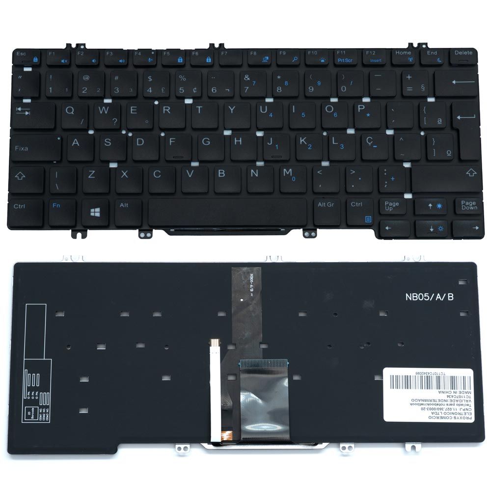 Teclado para Notebook Dell Latitude 7380, ABNT2 Preto, possui teclas confortáveis e 12 meses de garantia.