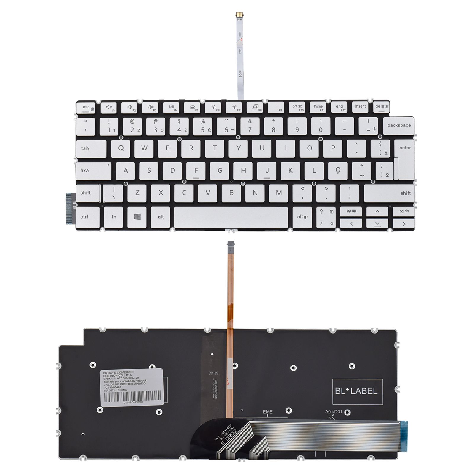 Teclado para Notebook Dell Inspiron 13 7000 ABNT2 Prata