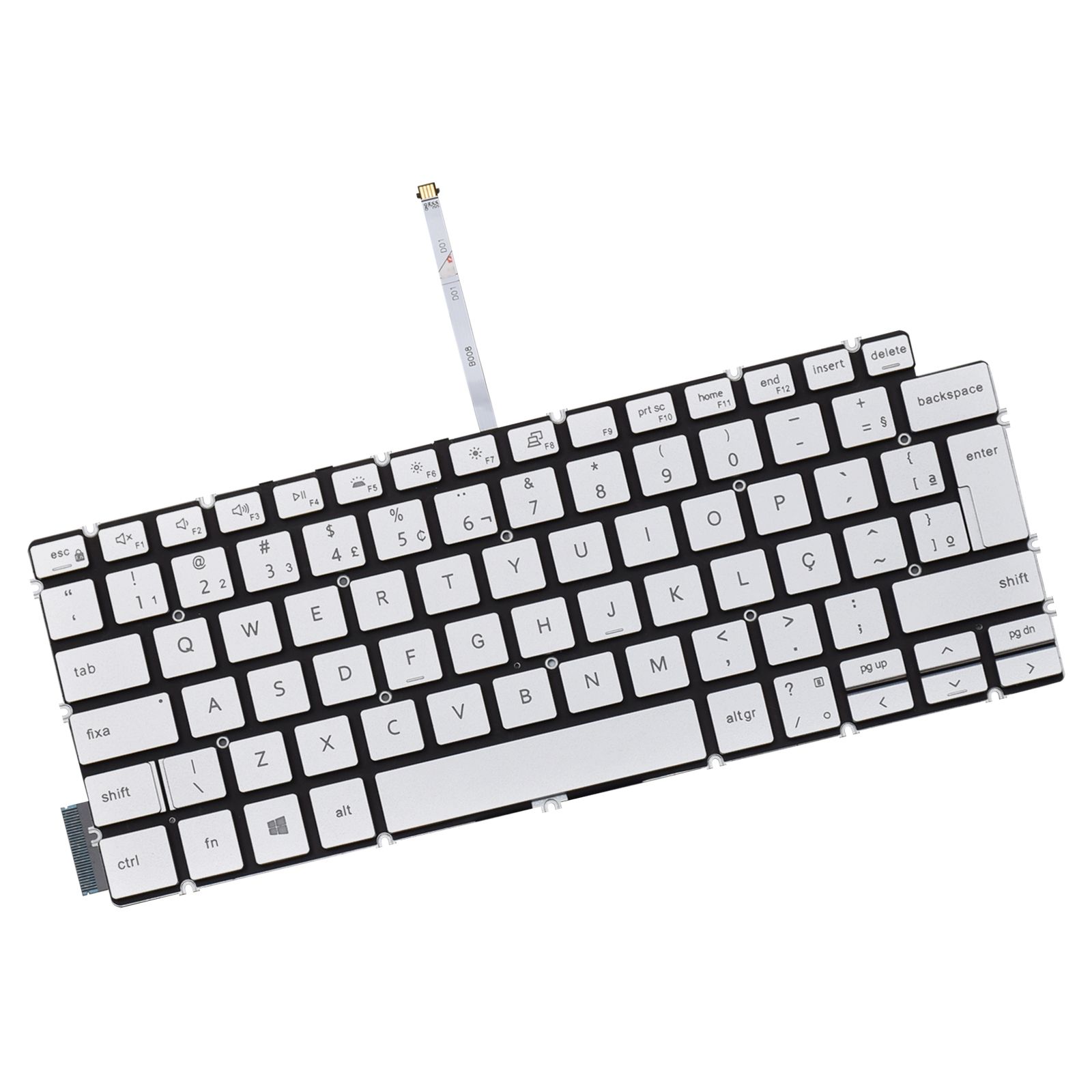 Teclado para Notebook Dell Inspiron 5406-7160, ABNT2 Prata, possui teclas confortáveis e 12 meses de garantia.