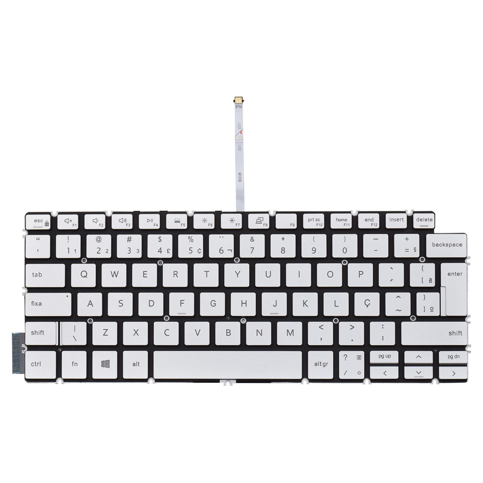 Teclado para Notebook Dell Inspiron com padrão ABNT2 Prata possui teclas confortáveis com Ç e 12 meses de garantia