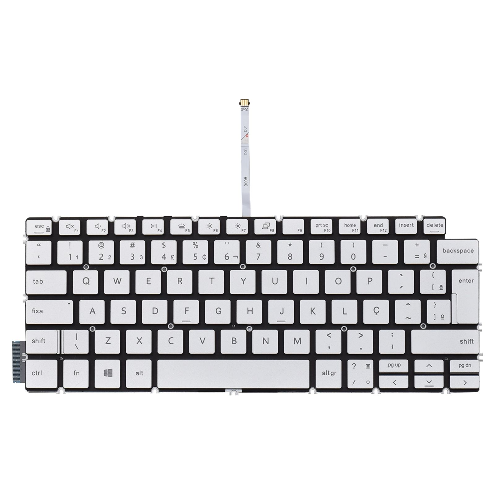 Teclado para Notebook Dell Inspiron com padrão ABNT2 Prata possui teclas confortáveis com Ç e 12 meses de garantia
