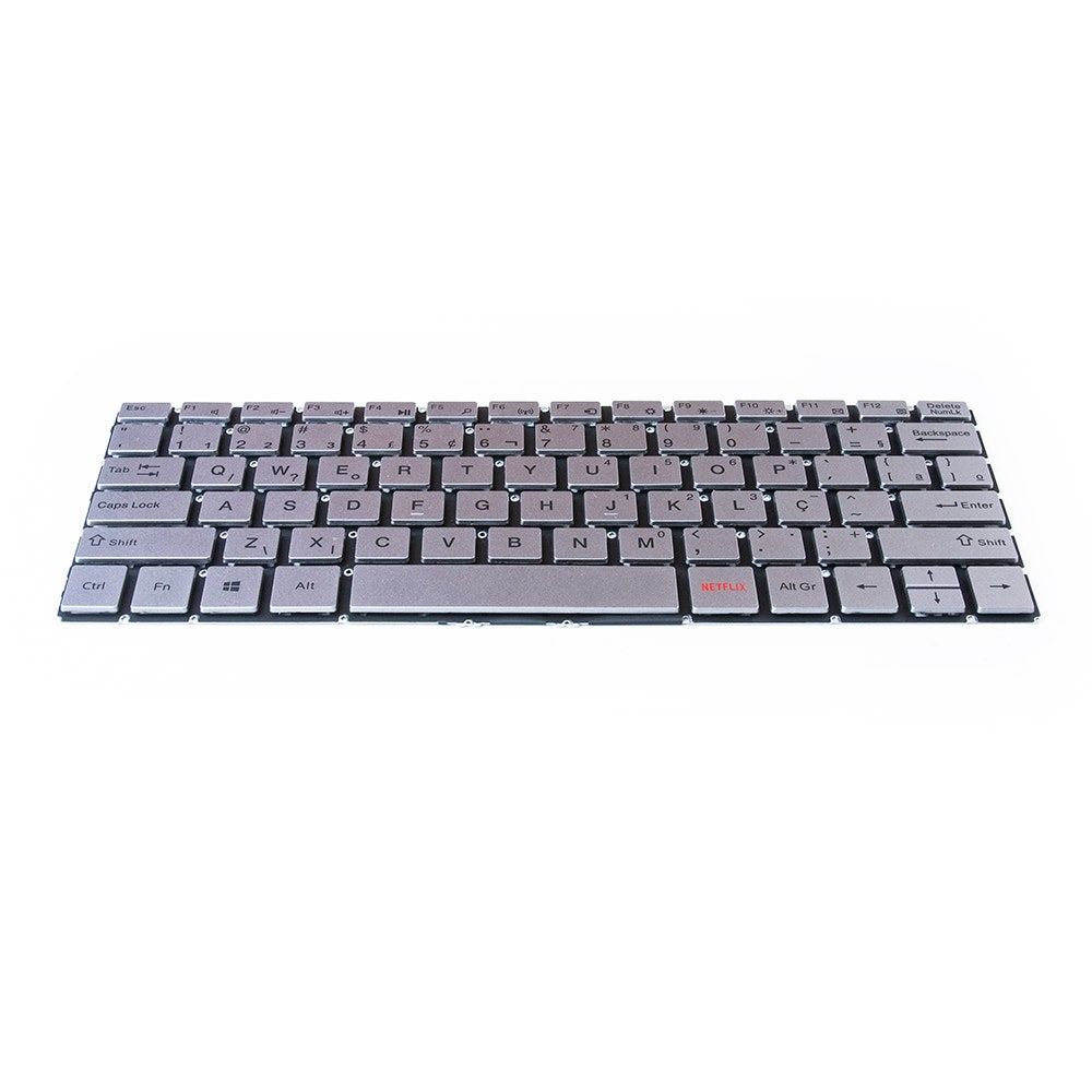Teclado para Notebook Multilaser M11W Prime PC303, ABNT2 Prata, possui teclas confortáveis e 12 meses de garantia.