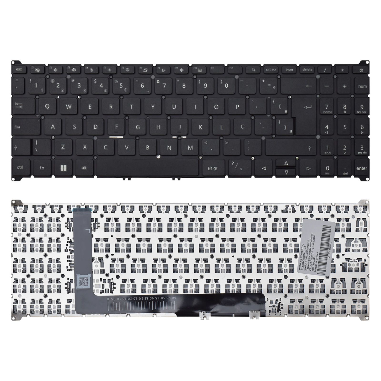 Teclado para Notebook Acer Aspire Go AG15-51P-54EE Sem Iluminação ABNT2 Preto