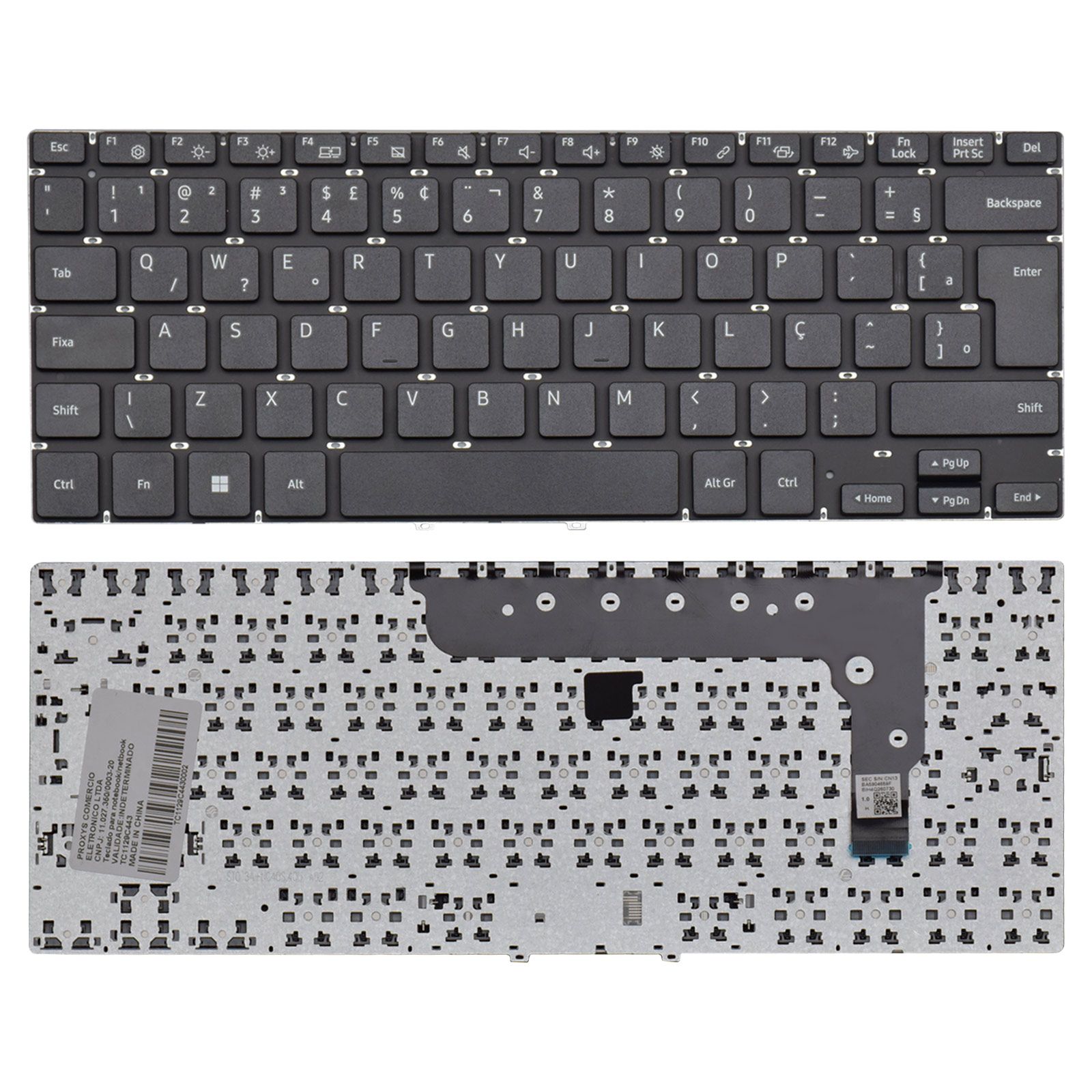 Teclado para Notebook Samsung Galaxy Book Go NP340XLA-K05BR, ABNT2 Preto, possui teclas confortáveis e 12 meses de garantia.